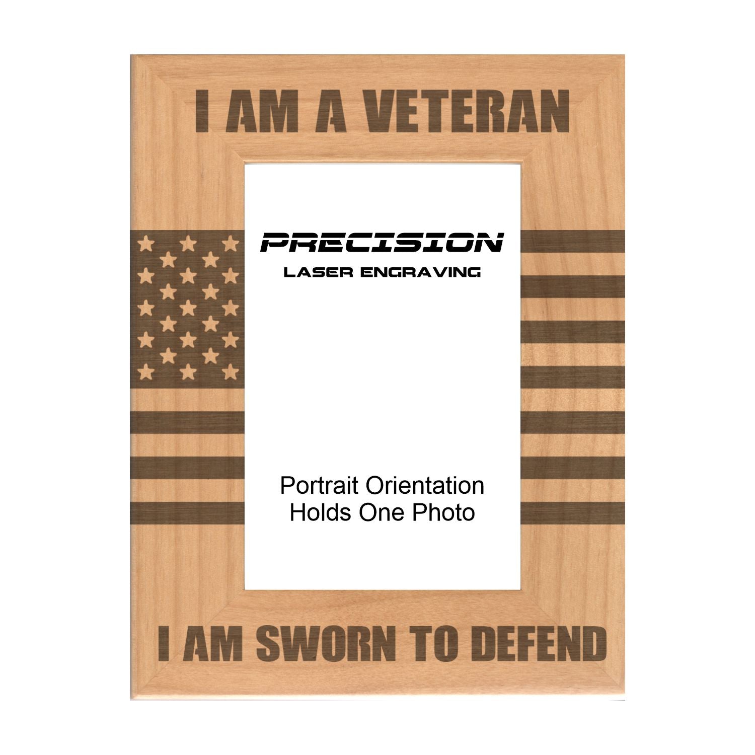 I am a Veteran Sworn to Defend Picture Frame, Engraved Natural Wood Photo Frame, 4x6 5x7 8x10, Military Gift