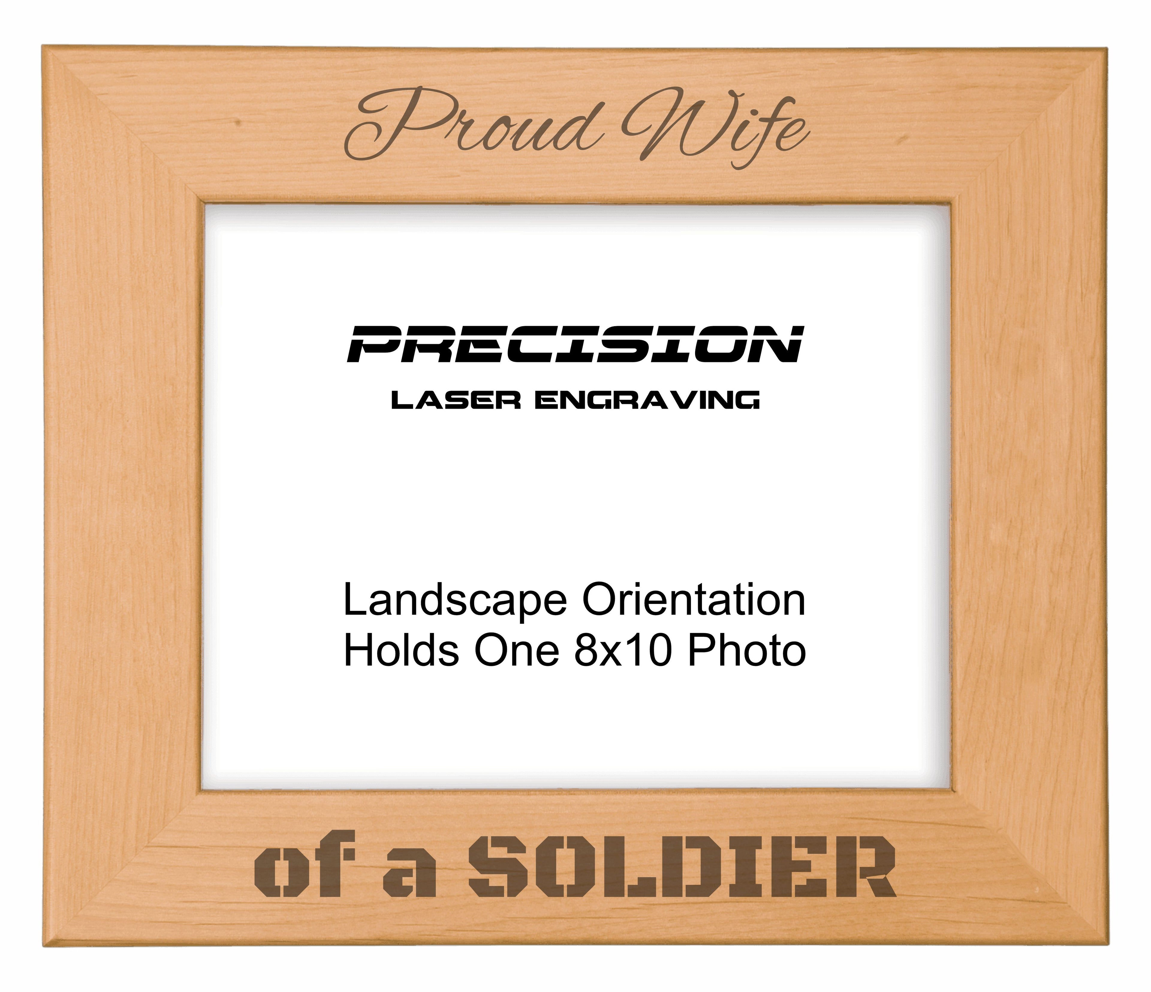 Proud Wife of a Soldier Picture Frame, Engraved Natural Wood Photo Frame, 4x6 5x7 8x10, Military Gift