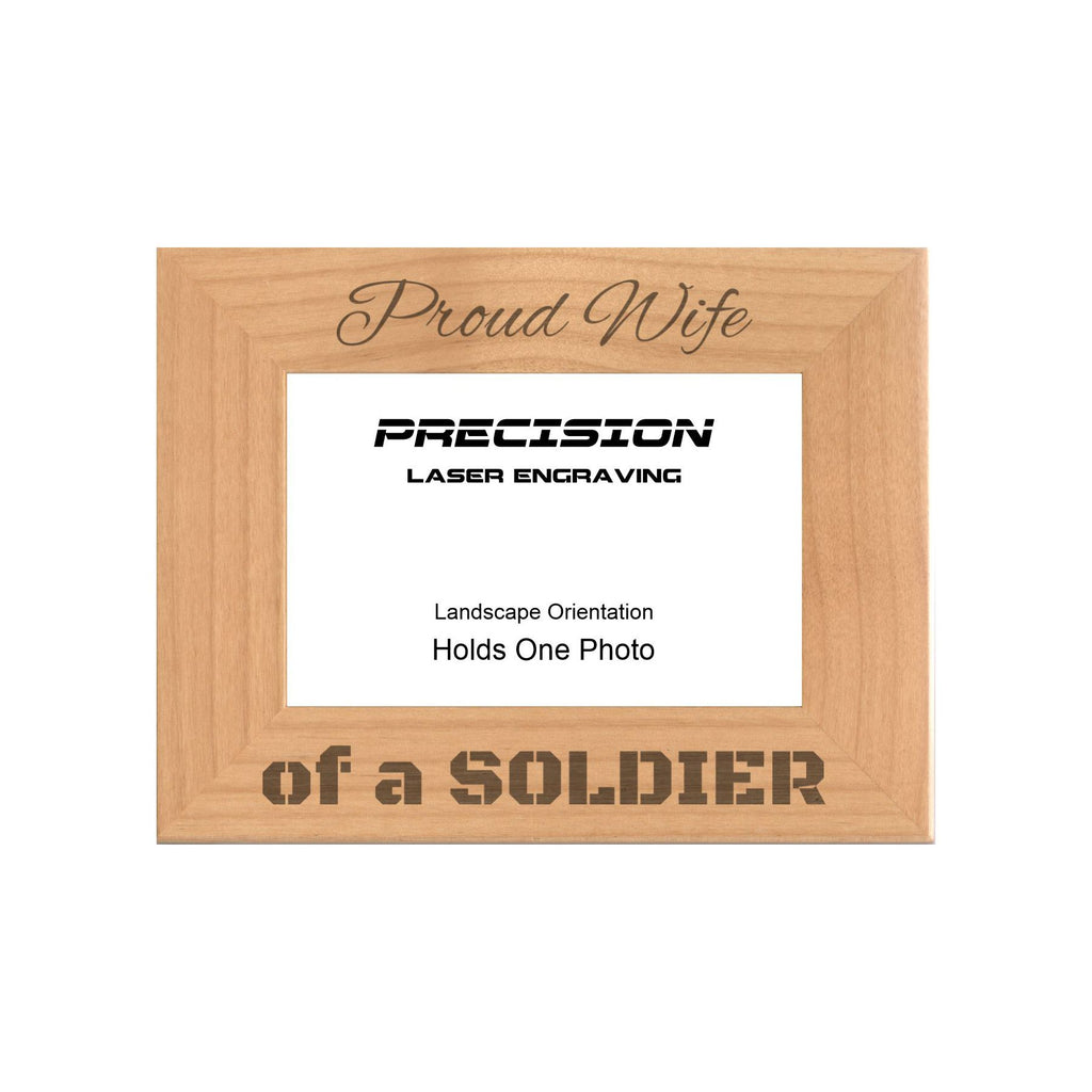Proud Wife of a Soldier Picture Frame, Engraved Natural Wood Photo Frame, 4x6 5x7 8x10, Military Gift