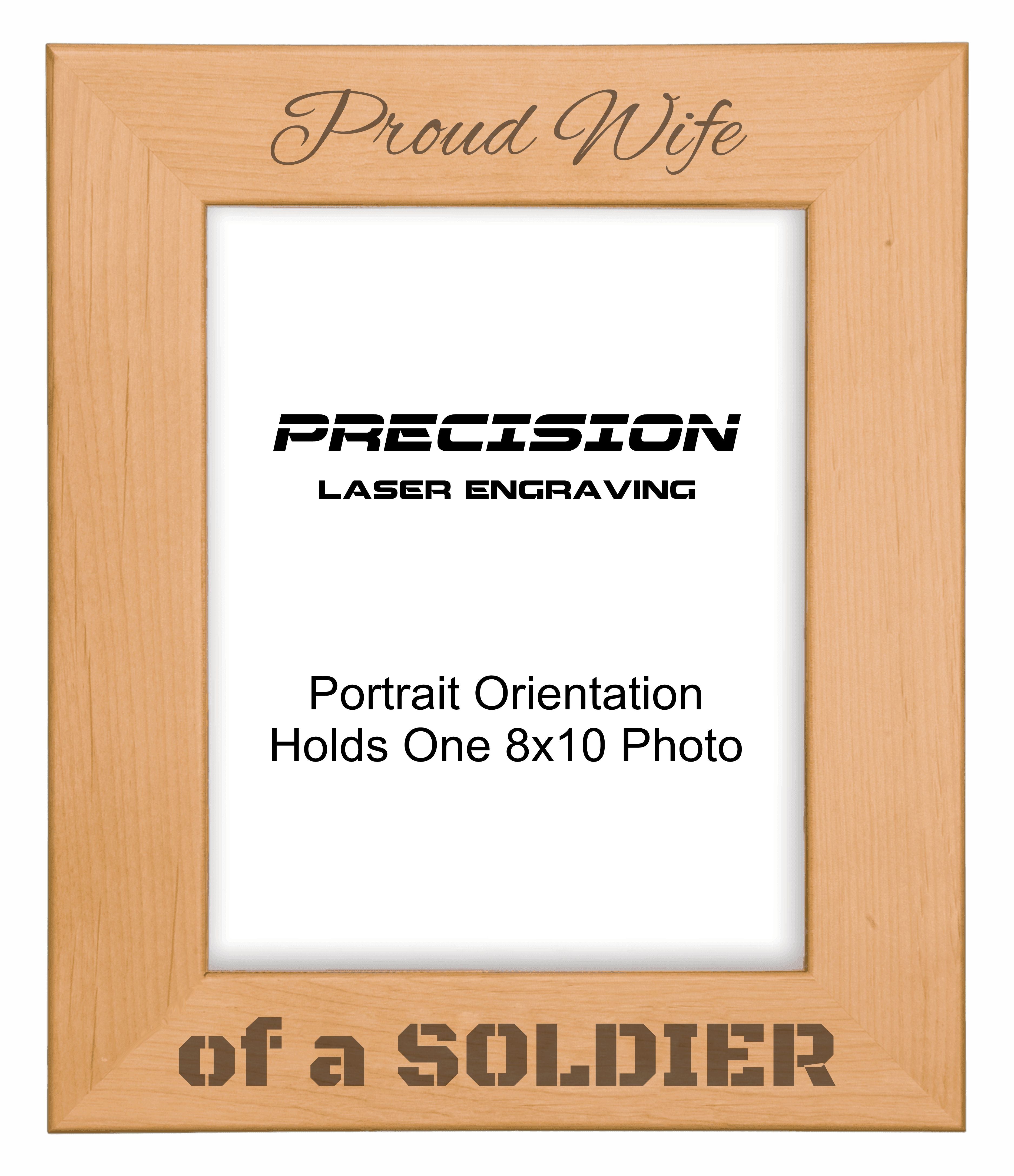 Proud Wife of a Soldier Picture Frame, Engraved Natural Wood Photo Frame, 4x6 5x7 8x10, Military Gift