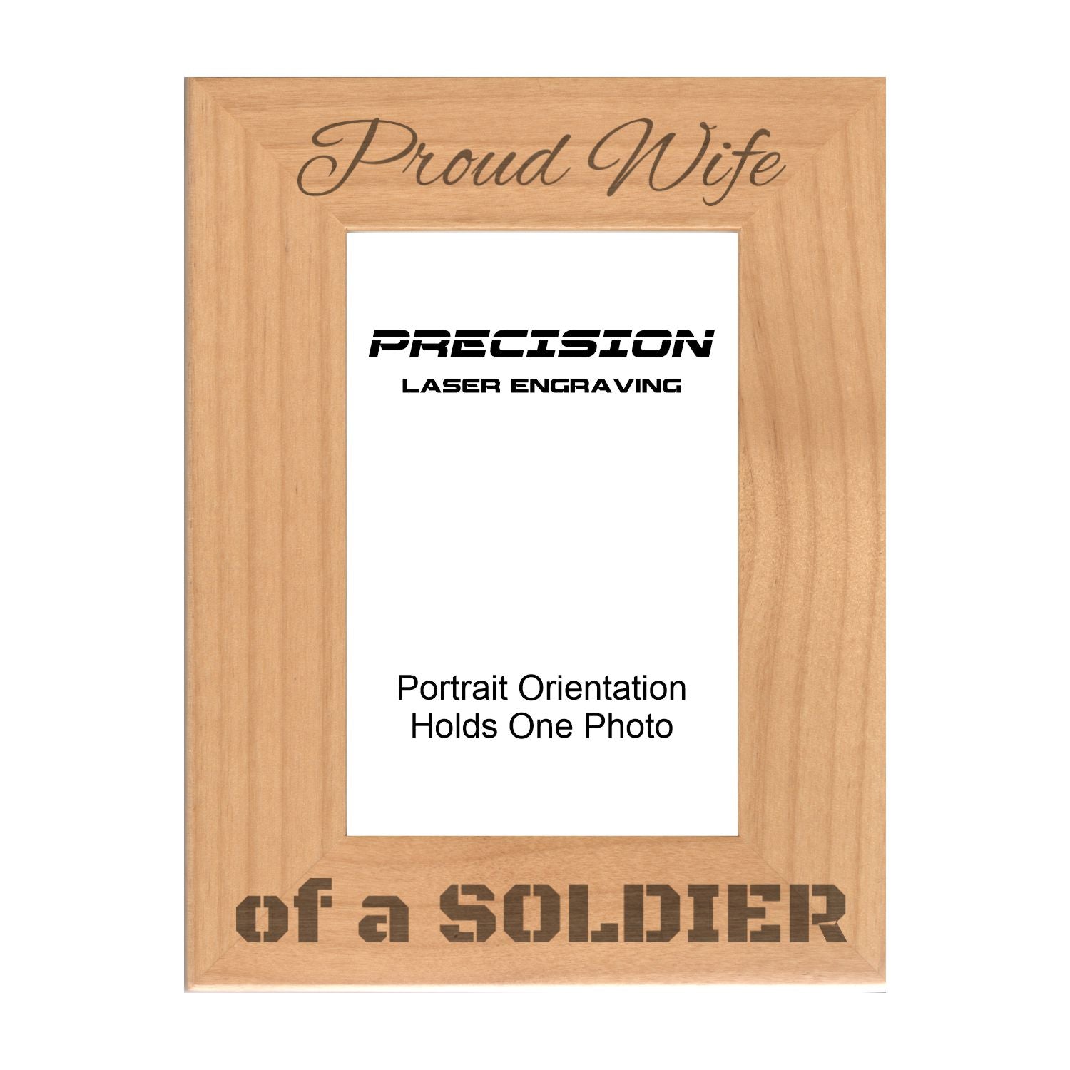 Proud Wife of a Soldier Picture Frame, Engraved Natural Wood Photo Frame, 4x6 5x7 8x10, Military Gift