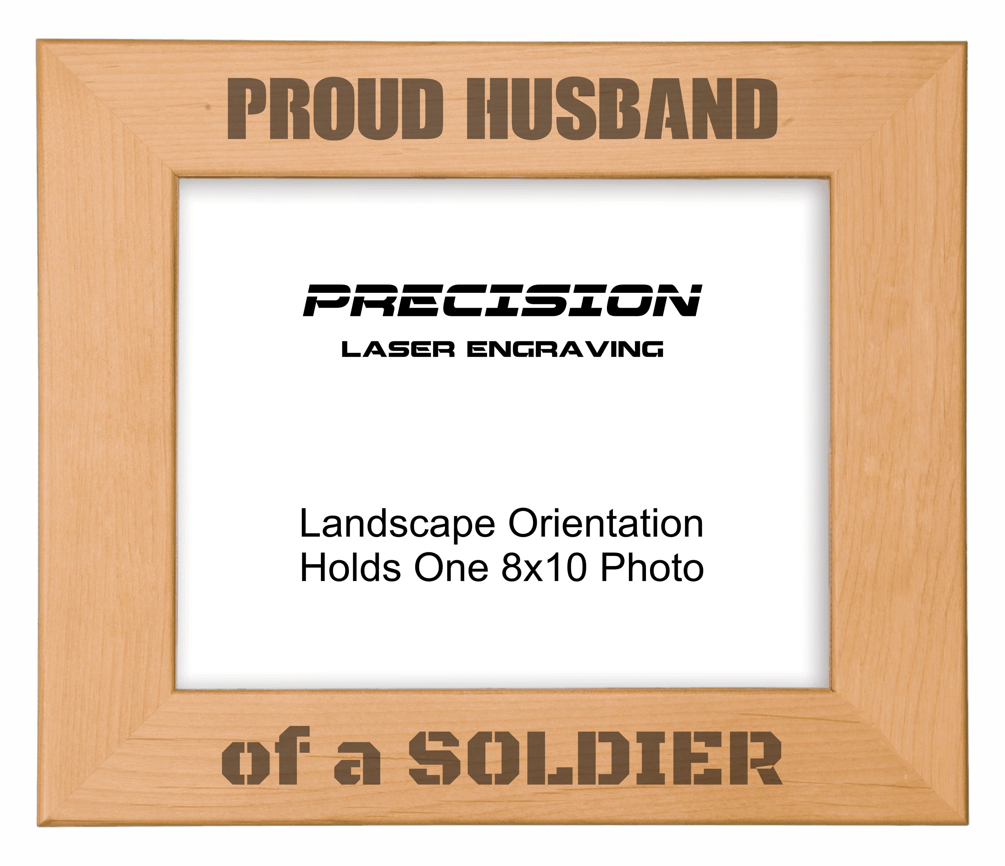 Proud Husband of a Soldier Picture Frame, Engraved Natural Wood Photo Frame, 4x6 5x7 8x10, Military Gift