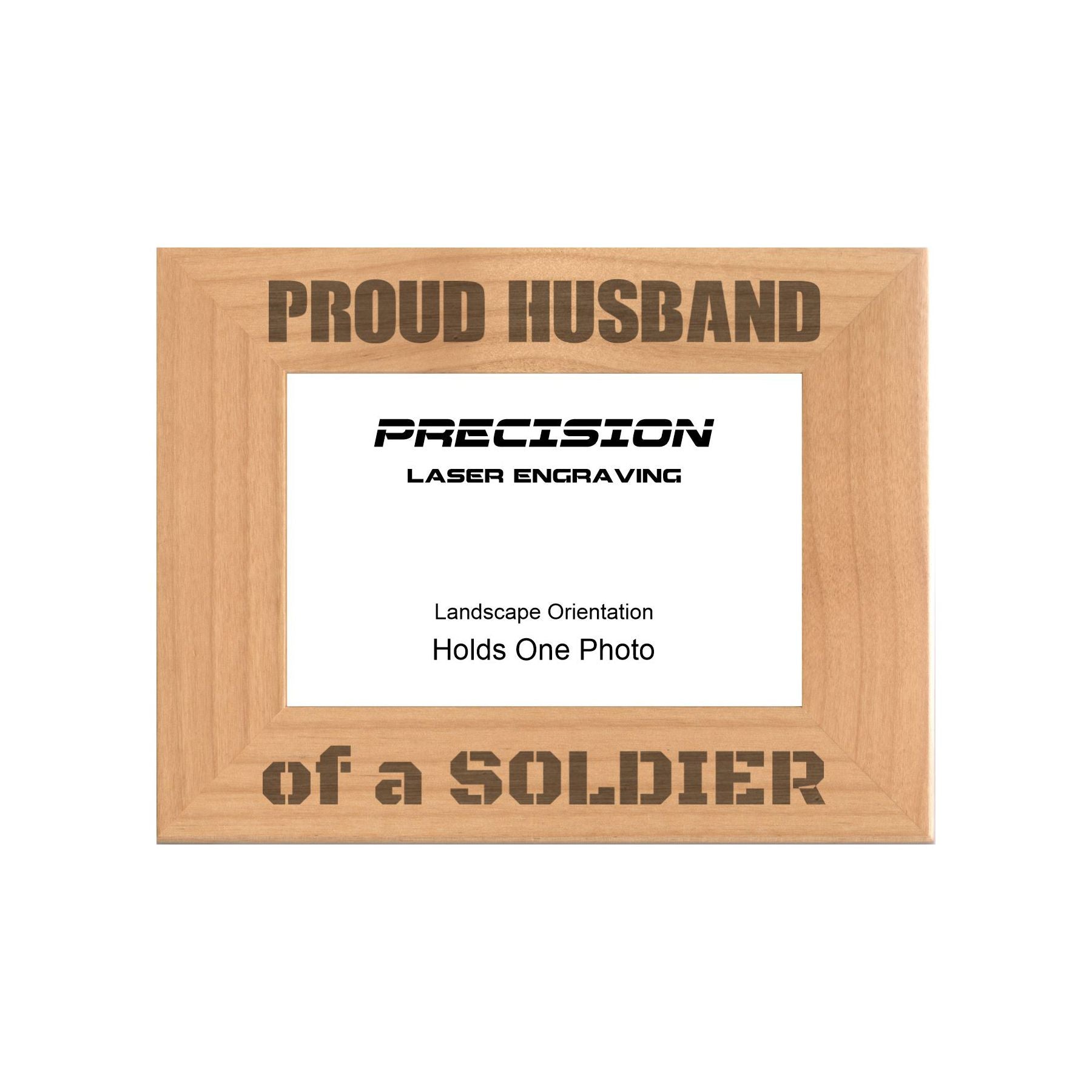 Proud Husband of a Soldier Picture Frame, Engraved Natural Wood Photo Frame, 4x6 5x7 8x10, Military Gift