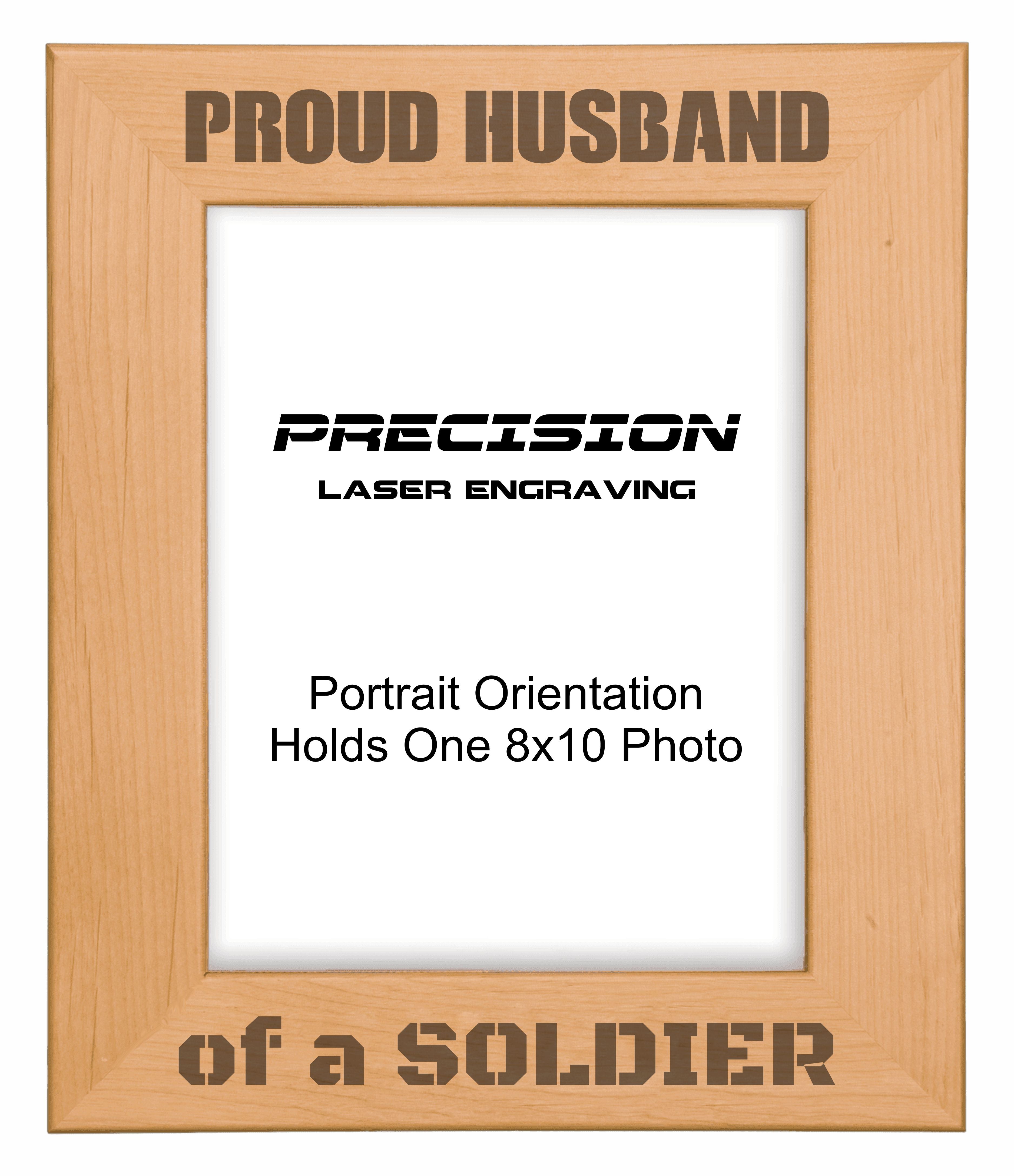 Proud Husband of a Soldier Picture Frame, Engraved Natural Wood Photo Frame, 4x6 5x7 8x10, Military Gift