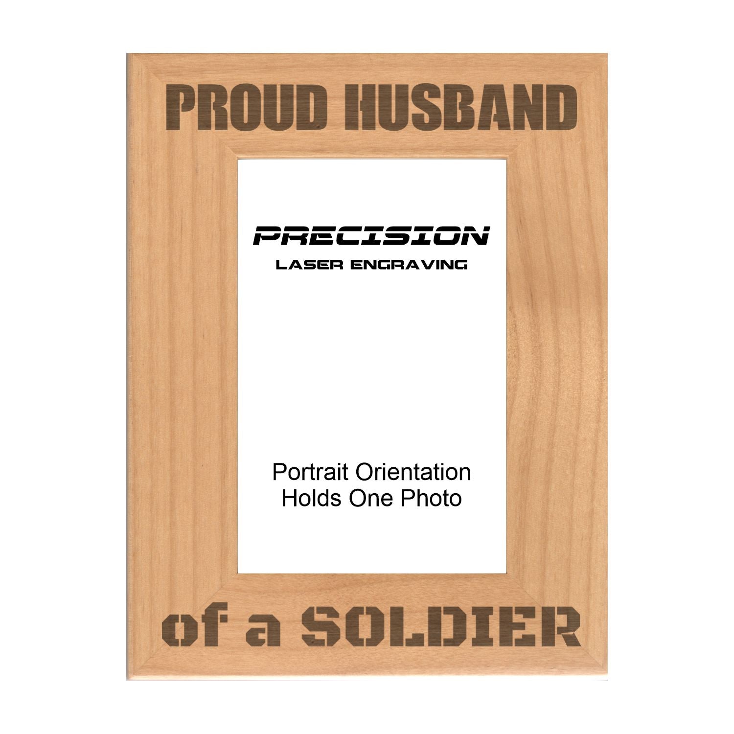 Proud Husband of a Soldier Picture Frame, Engraved Natural Wood Photo Frame, 4x6 5x7 8x10, Military Gift