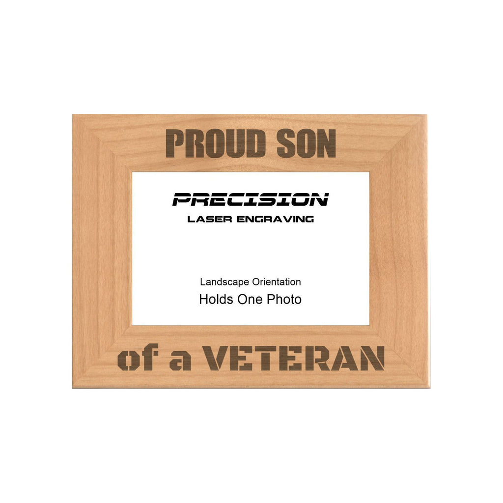 Proud Son of a Veteran Picture Frame, Engraved Natural Wood Photo Frame, 4x6 5x7 8x10, Military Gift