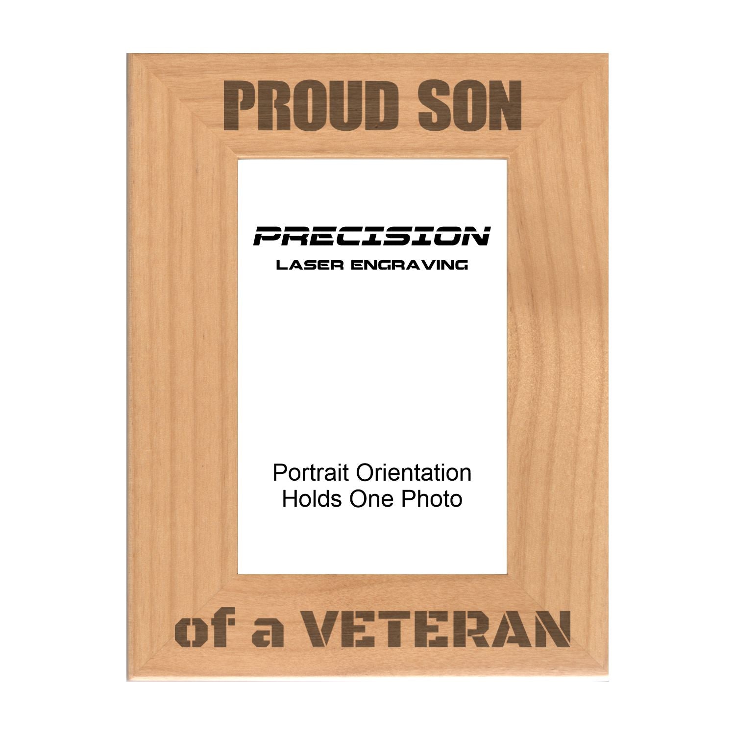 Proud Son of a Veteran Picture Frame, Engraved Natural Wood Photo Frame, 4x6 5x7 8x10, Military Gift