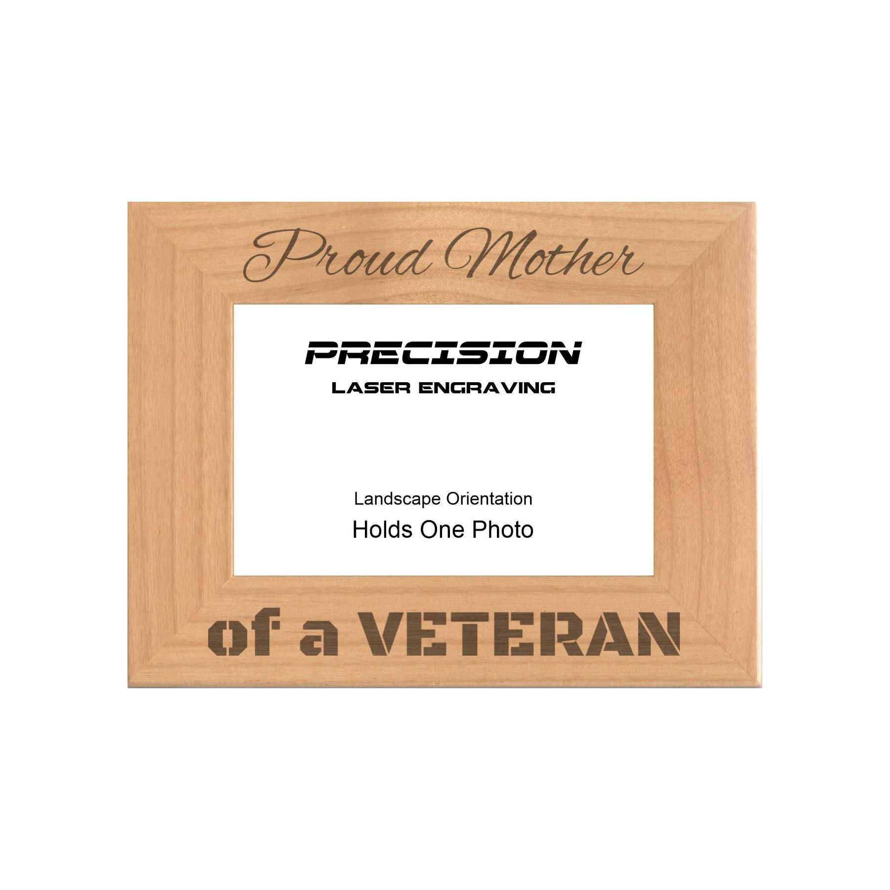Proud Mother of a Veteran Picture Frame, Engraved Natural Wood Photo Frame, 4x6 5x7 8x10, Military Gift
