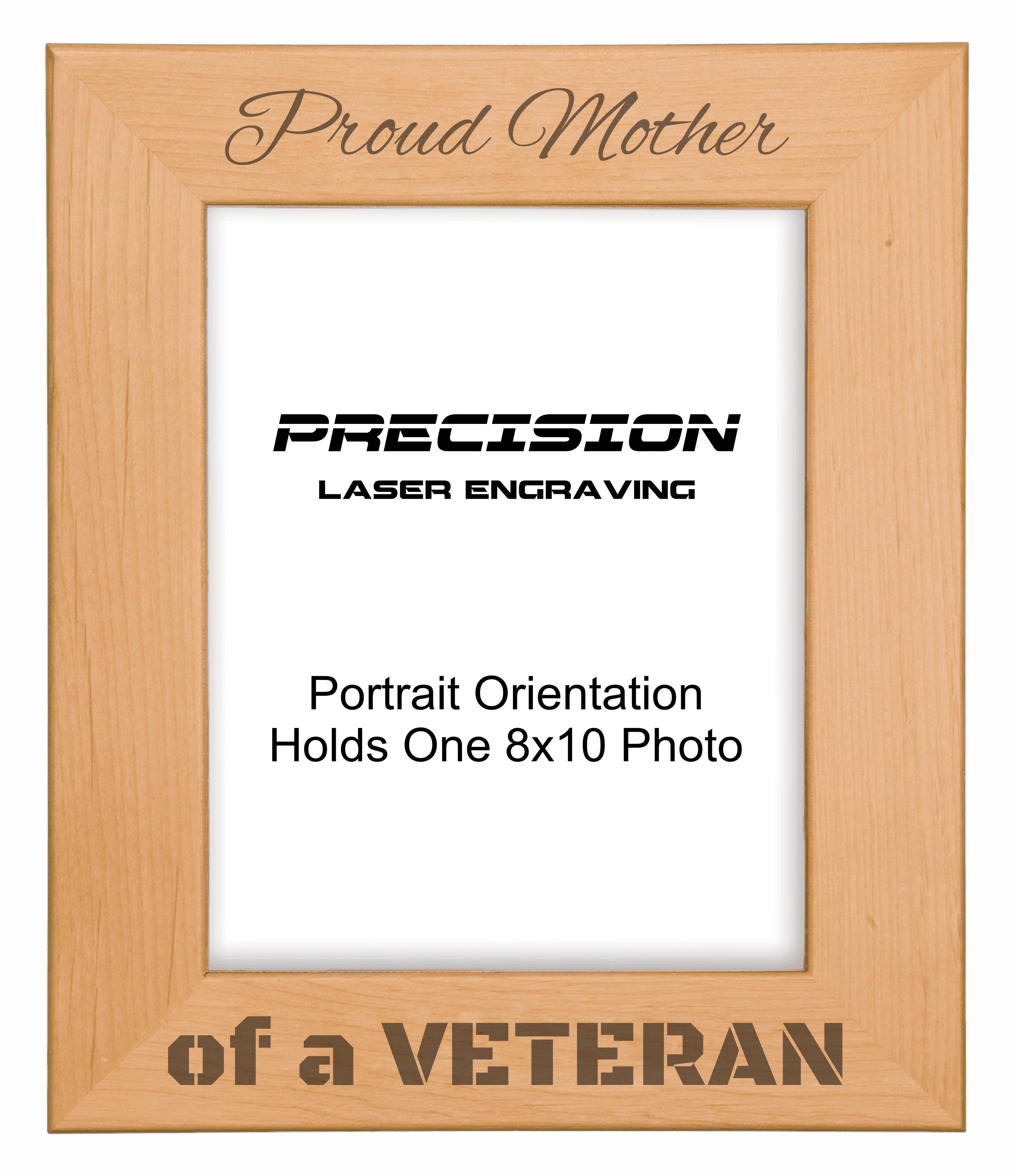 Proud Mother of a Veteran Picture Frame, Engraved Natural Wood Photo Frame, 4x6 5x7 8x10, Military Gift
