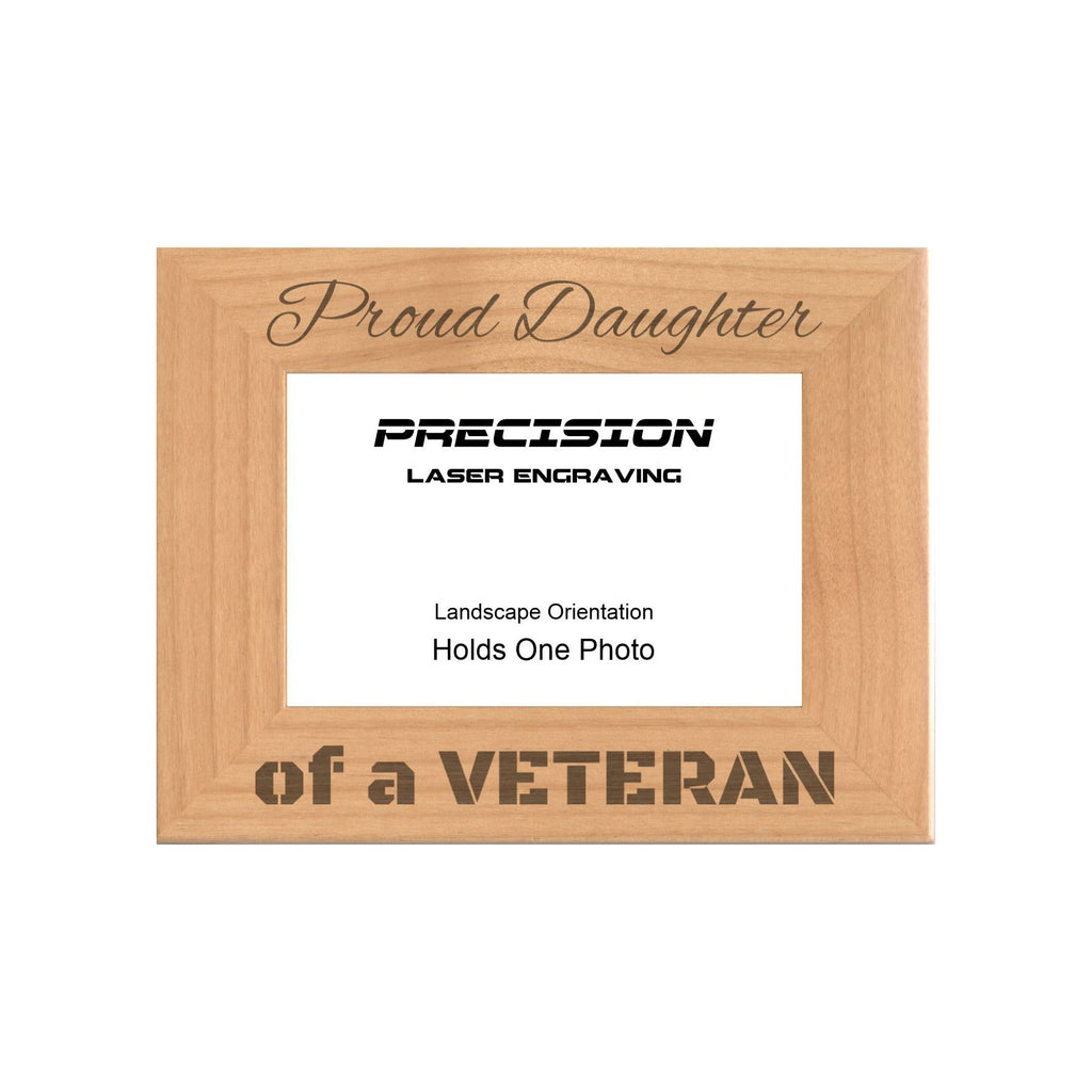 Proud Daughter of a Veteran Picture Frame, Engraved Natural Wood Photo Frame, 4x6 5x7 8x10, Military Gift
