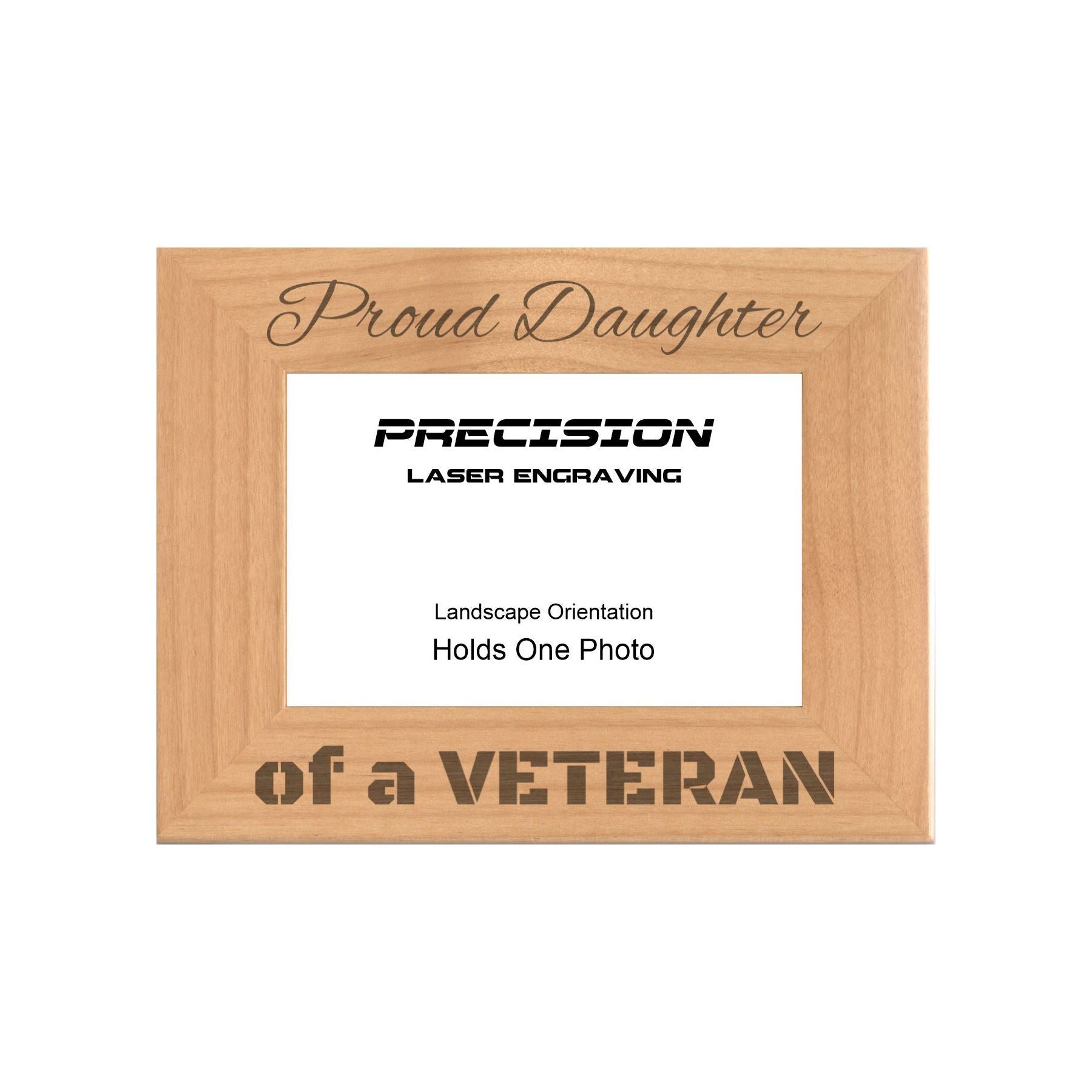 Proud Daughter of a Veteran Picture Frame, Engraved Natural Wood Photo Frame, 4x6 5x7 8x10, Military Gift