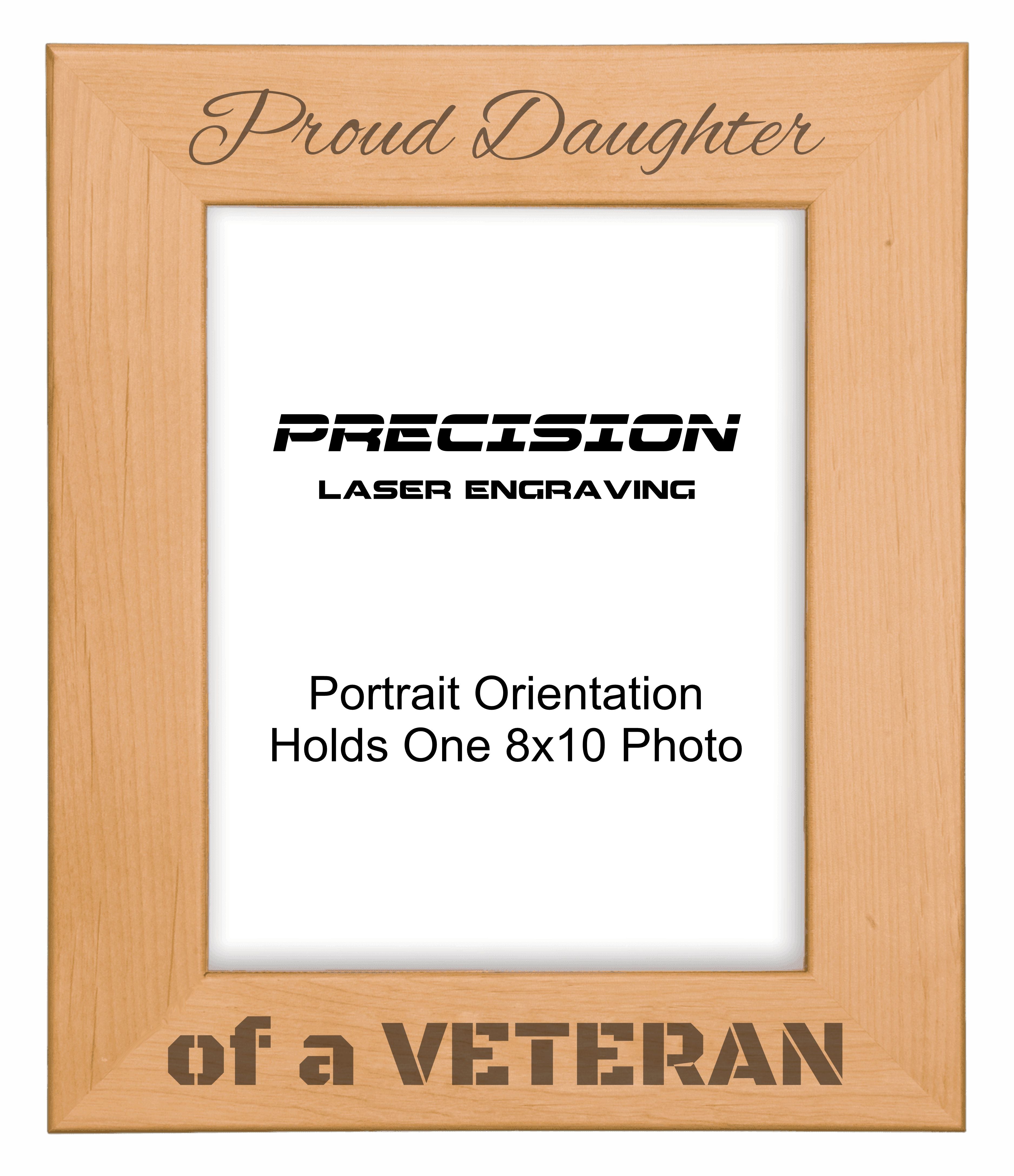 Proud Daughter of a Veteran Picture Frame, Engraved Natural Wood Photo Frame, 4x6 5x7 8x10, Military Gift