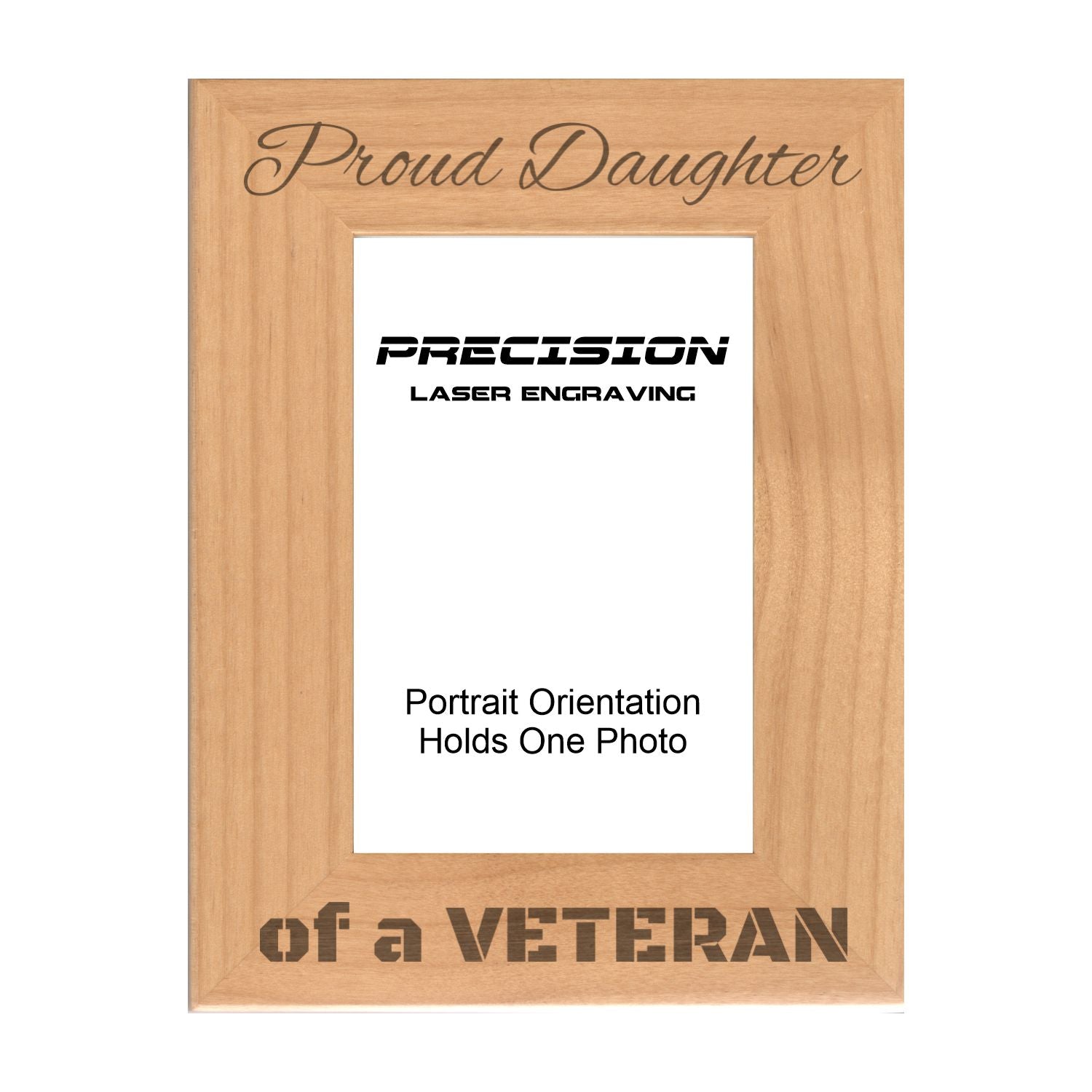 Proud Daughter of a Veteran Picture Frame, Engraved Natural Wood Photo Frame, 4x6 5x7 8x10, Military Gift