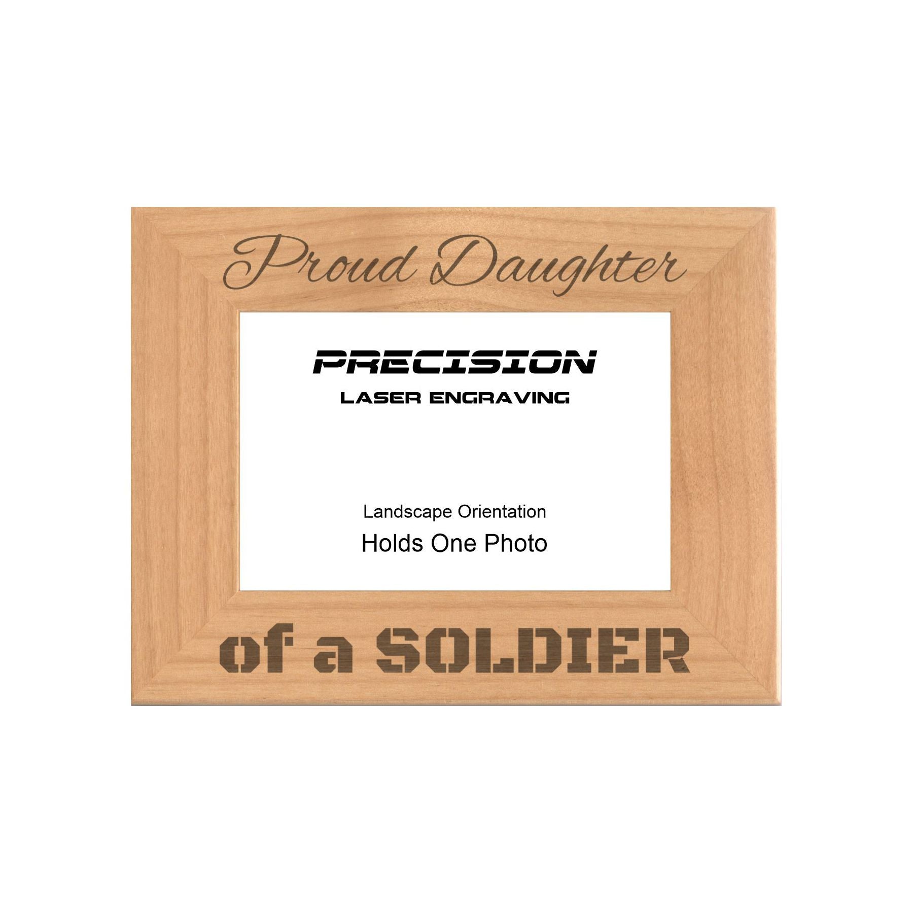 Proud Daughter of a Soldier Picture Frame, Engraved Natural Wood Photo Frame, 4x6 5x7 8x10, Military Gift
