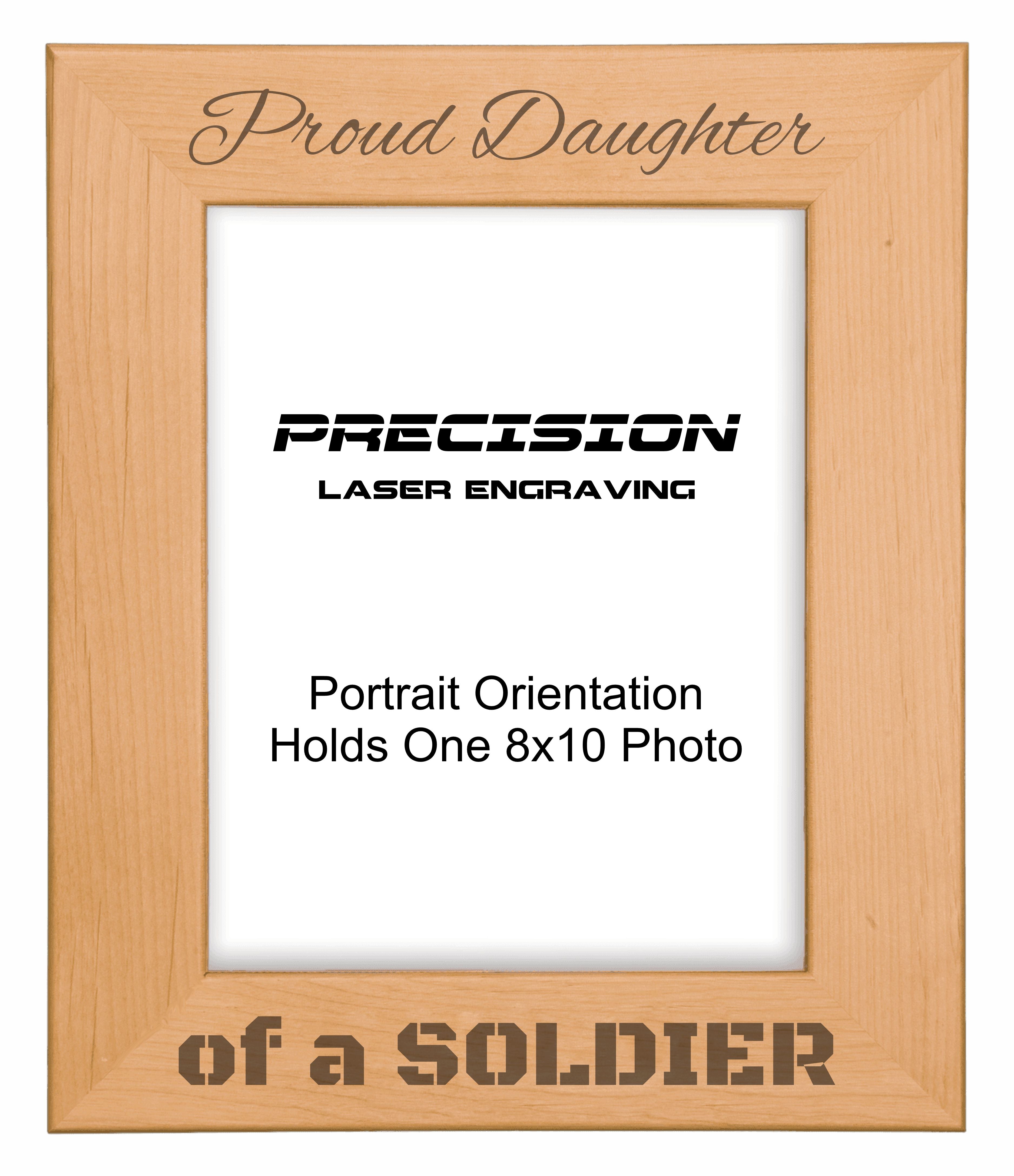 Proud Daughter of a Soldier Picture Frame, Engraved Natural Wood Photo Frame, 4x6 5x7 8x10, Military Gift