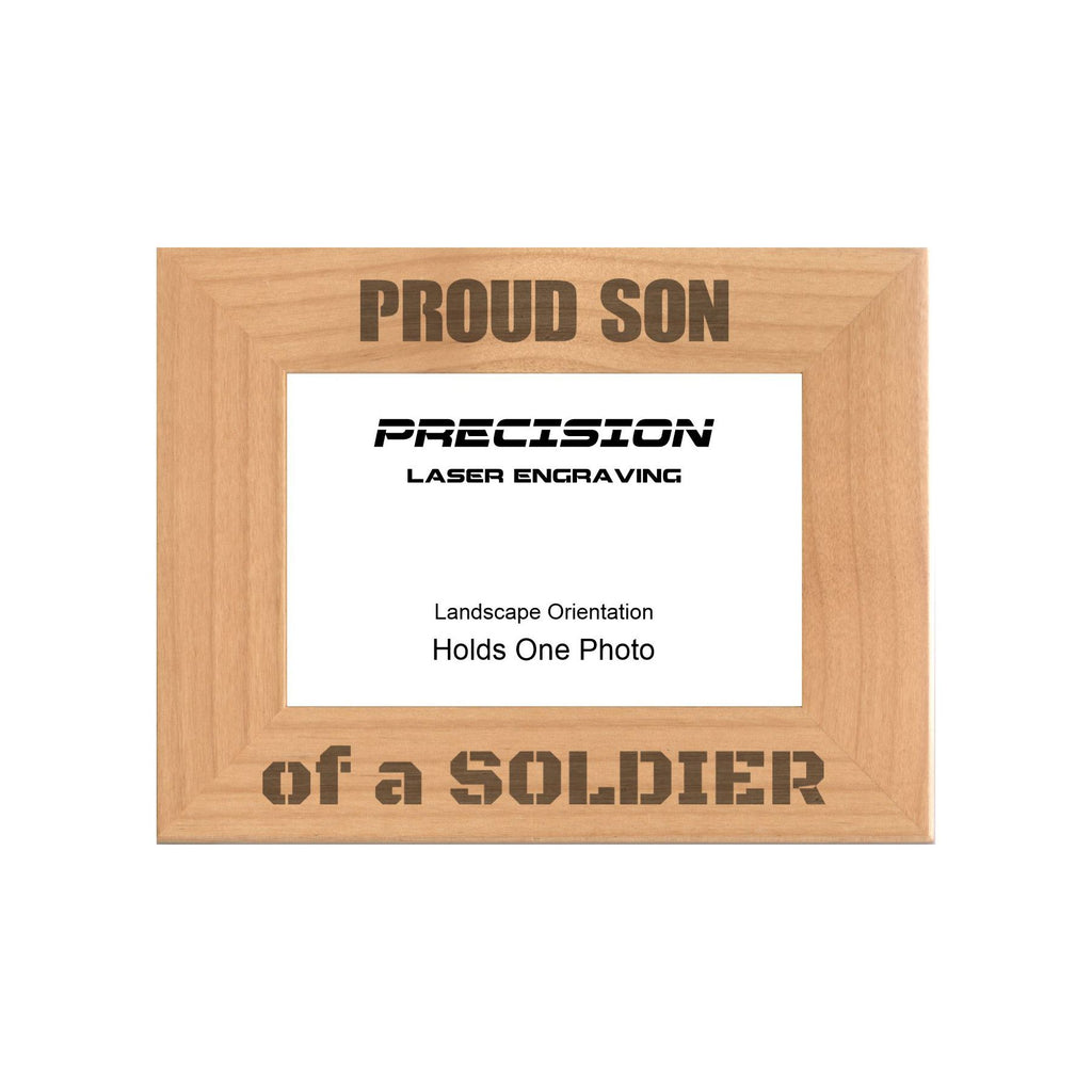 Proud Son of a Soldier Picture Frame, Engraved Natural Wood Photo Frame, 4x6 5x7 8x10, Military Gift