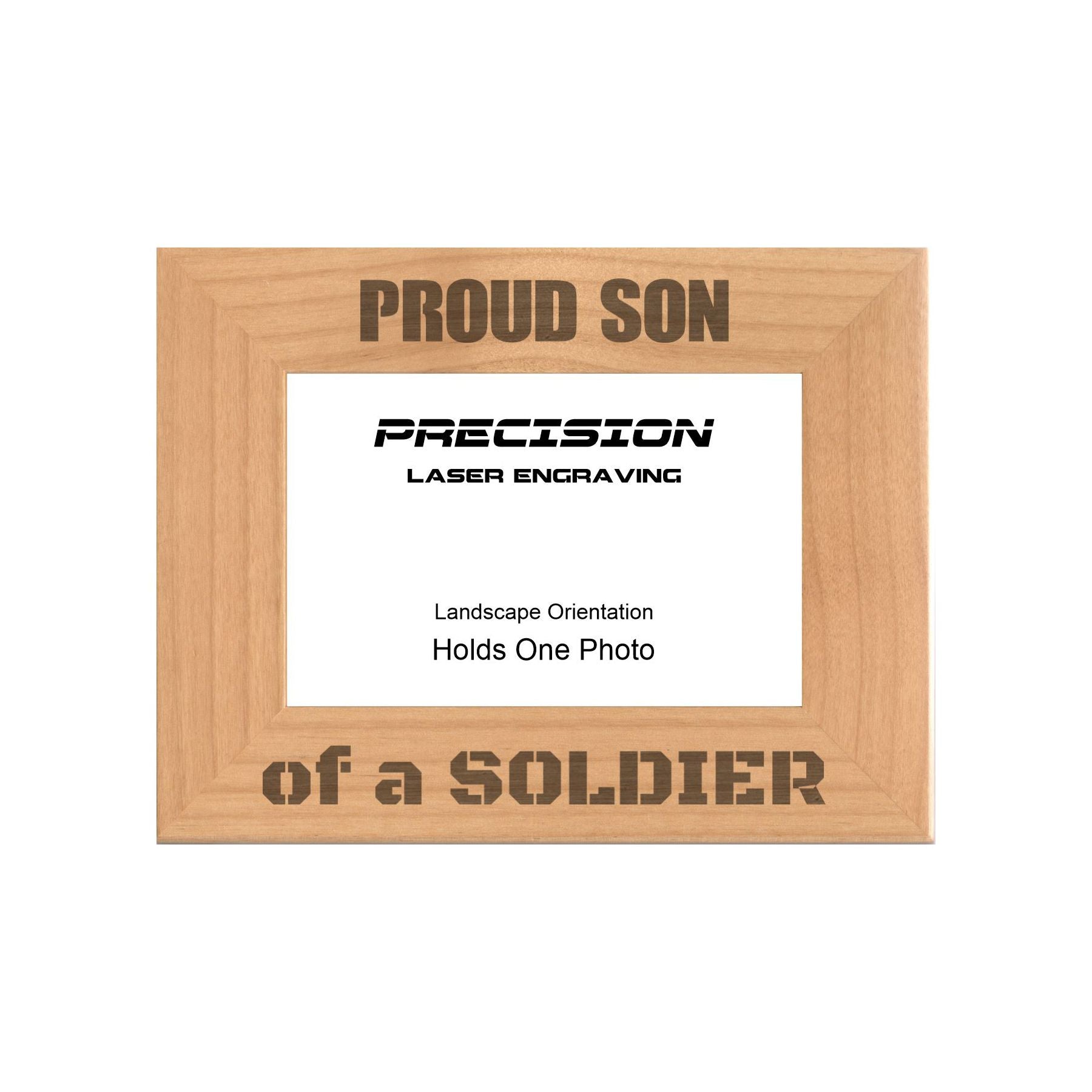 Proud Son of a Soldier Picture Frame, Engraved Natural Wood Photo Frame, 4x6 5x7 8x10, Military Gift