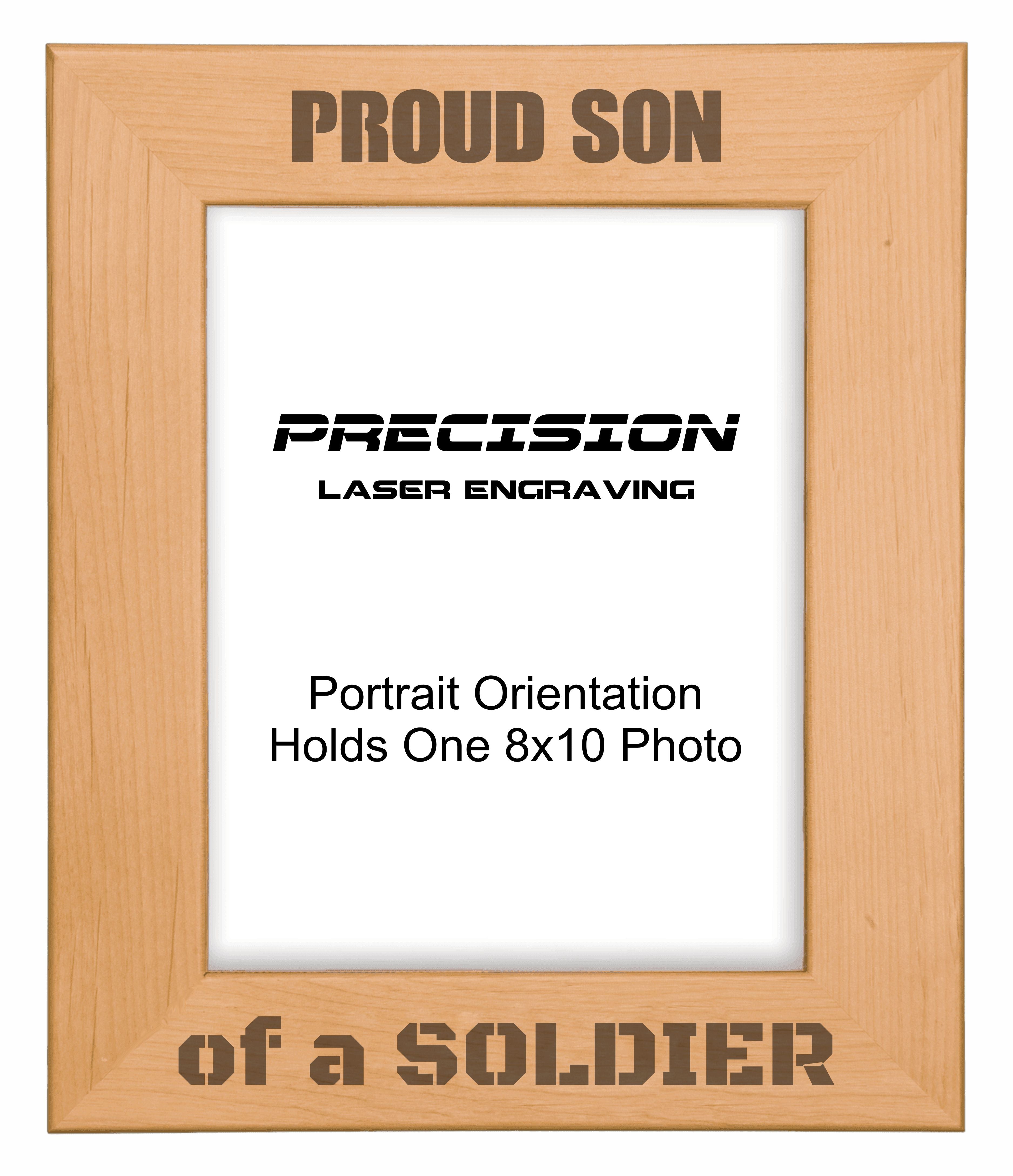 Proud Son of a Soldier Picture Frame, Engraved Natural Wood Photo Frame, 4x6 5x7 8x10, Military Gift
