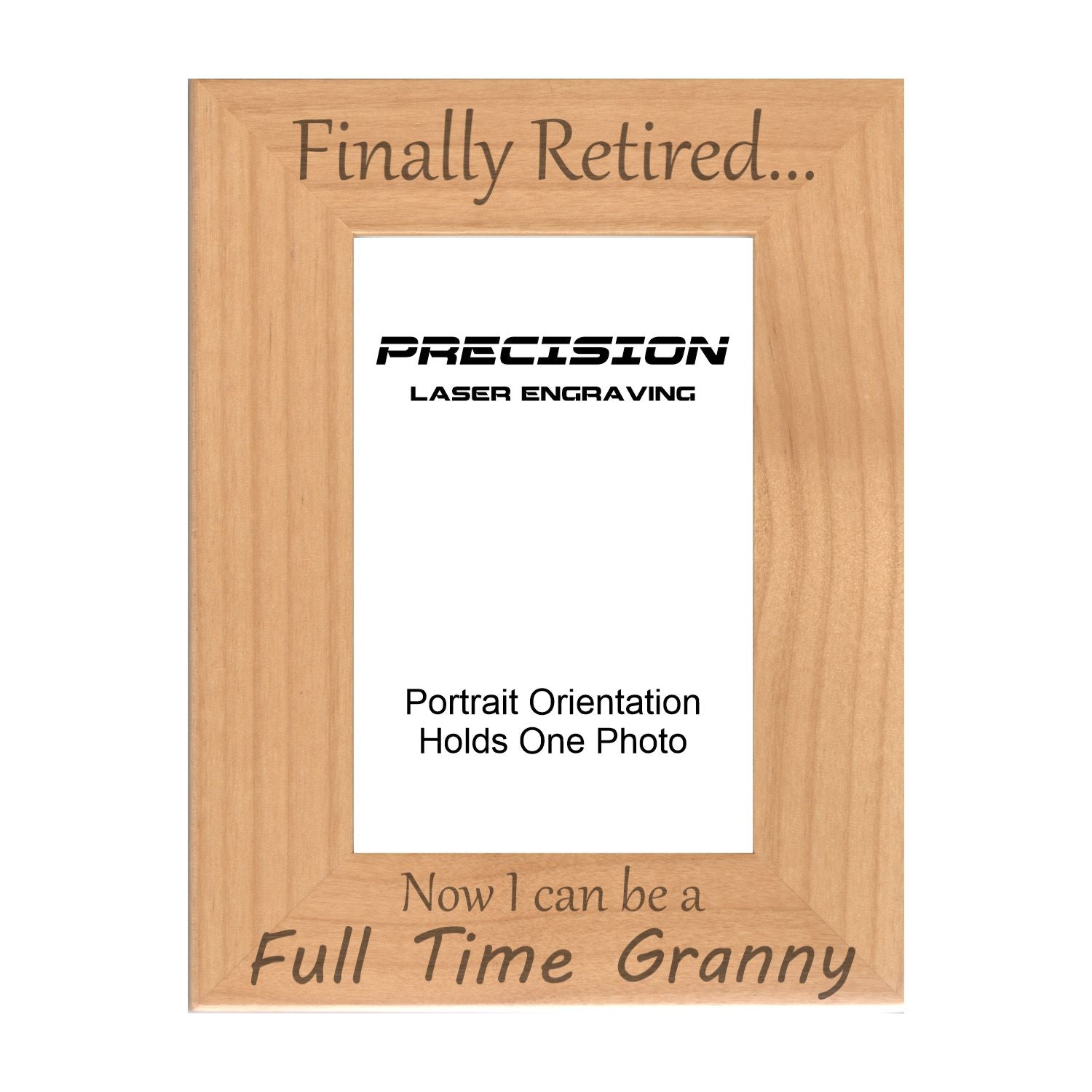 Finally Retired Can Be Full Time Granny Picture Frame, Engraved Natural Wood Photo Frame, 4x6 5x7 8x10, Grandma Gift