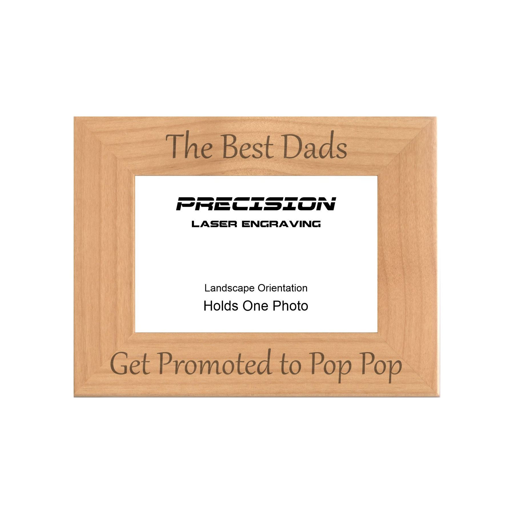 Best Dads Get Promoted to Pop Pop Picture Frame, Engraved Natural Wood Photo Frame, 4x6 5x7 8x10, Grandpa Gift