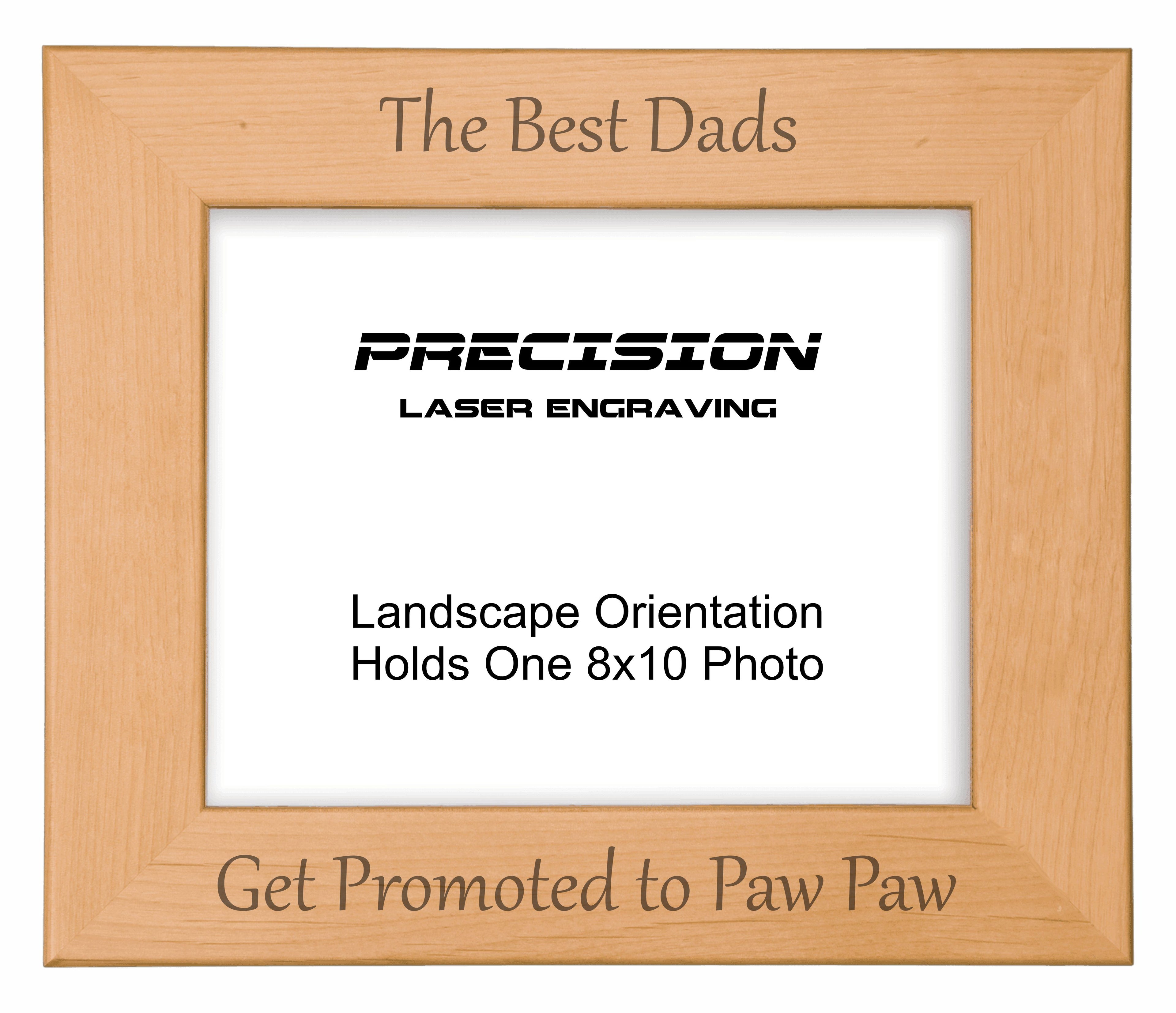 Best Dads Get Promoted to Paw Paw Picture Frame, Engraved Natural Wood Photo Frame, 4x6 5x7 8x10, Grandpa Gift