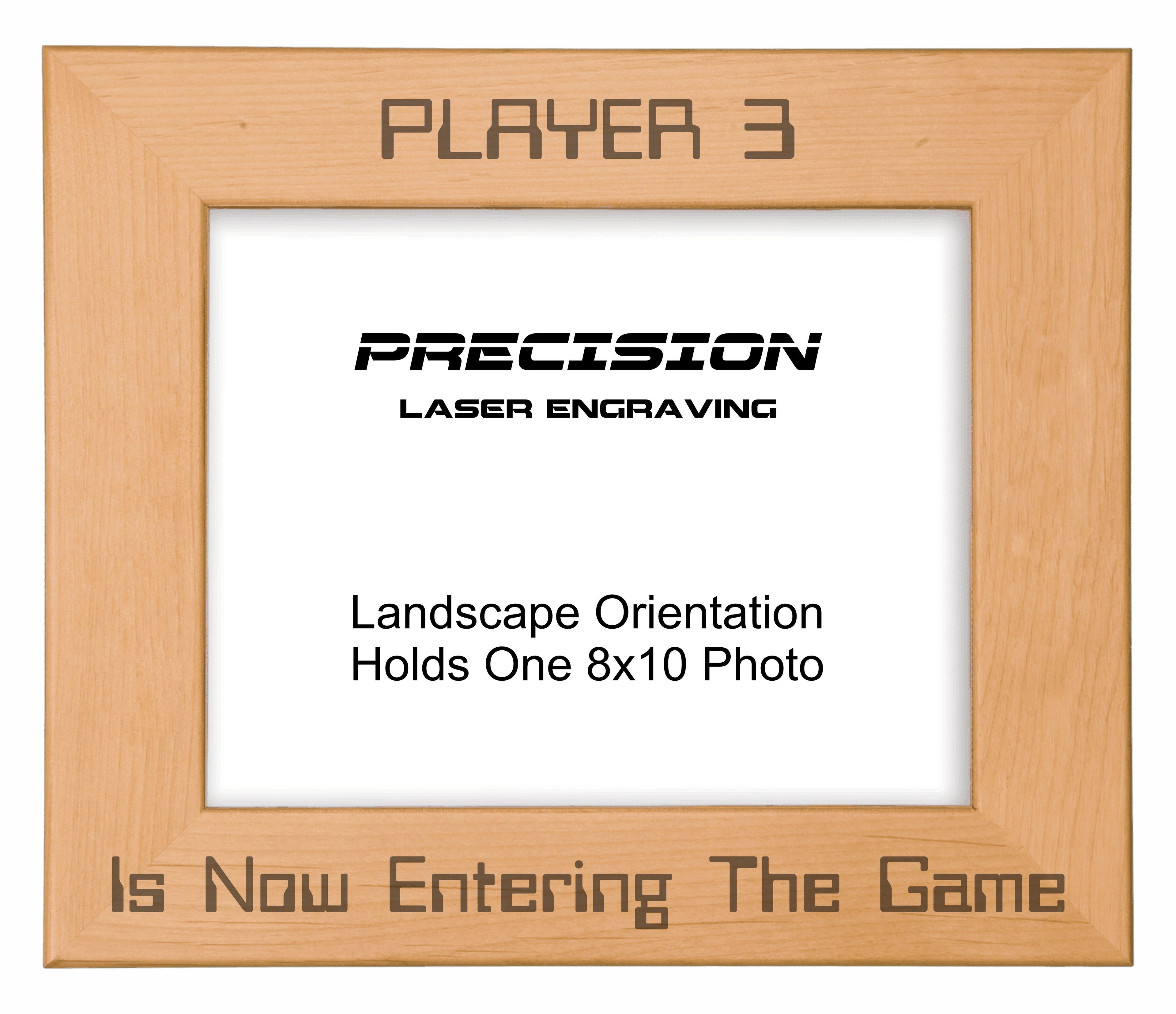 Player 3 is Now Entering Picture Frame, Engraved Natural Wood Photo Frame, 4x6 5x7 8x10, Gamer Gift