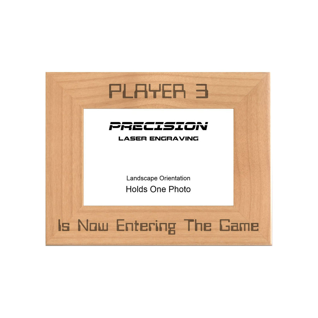 Player 3 is Now Entering Picture Frame, Engraved Natural Wood Photo Frame, 4x6 5x7 8x10, Gamer Gift