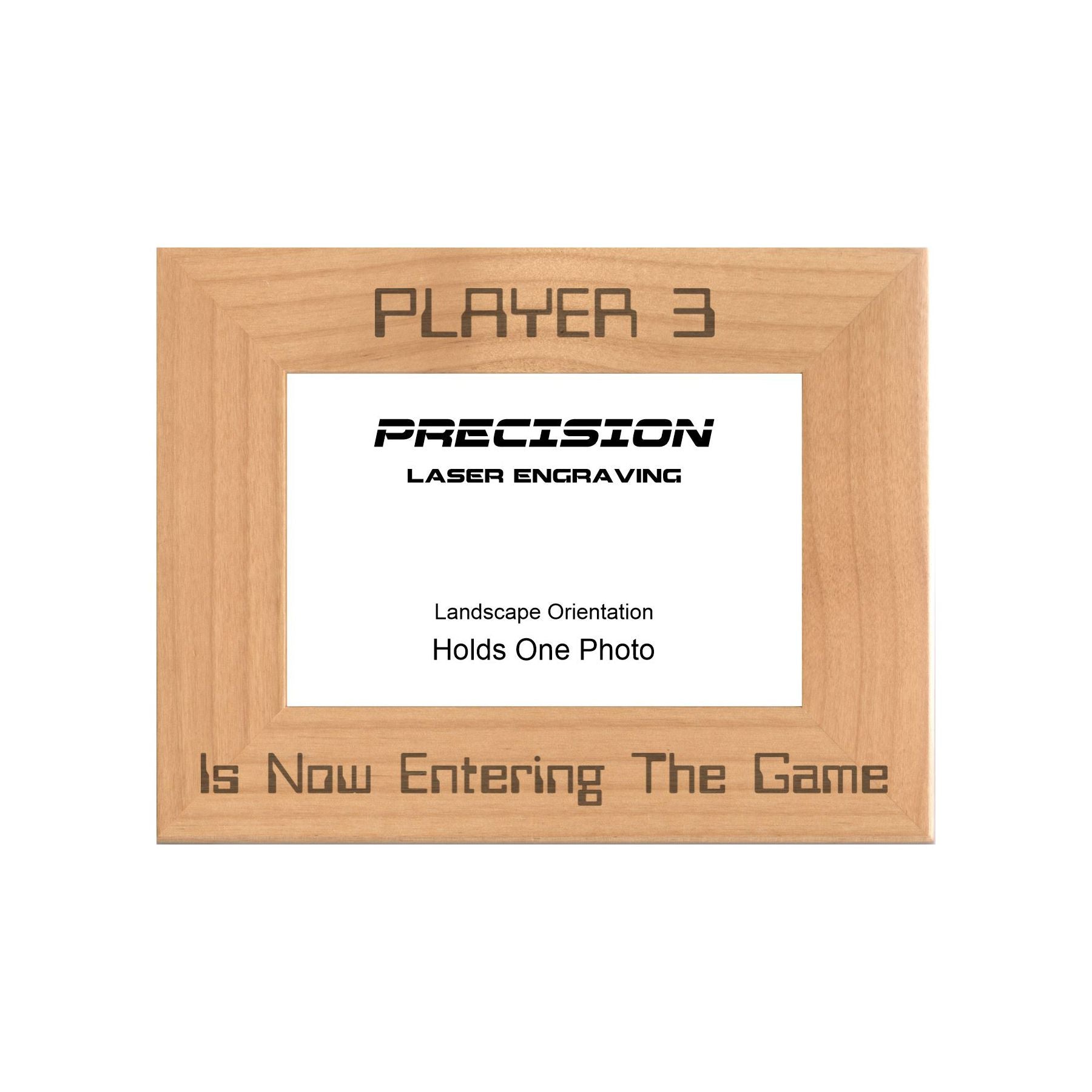 Player 3 is Now Entering Picture Frame, Engraved Natural Wood Photo Frame, 4x6 5x7 8x10, Gamer Gift