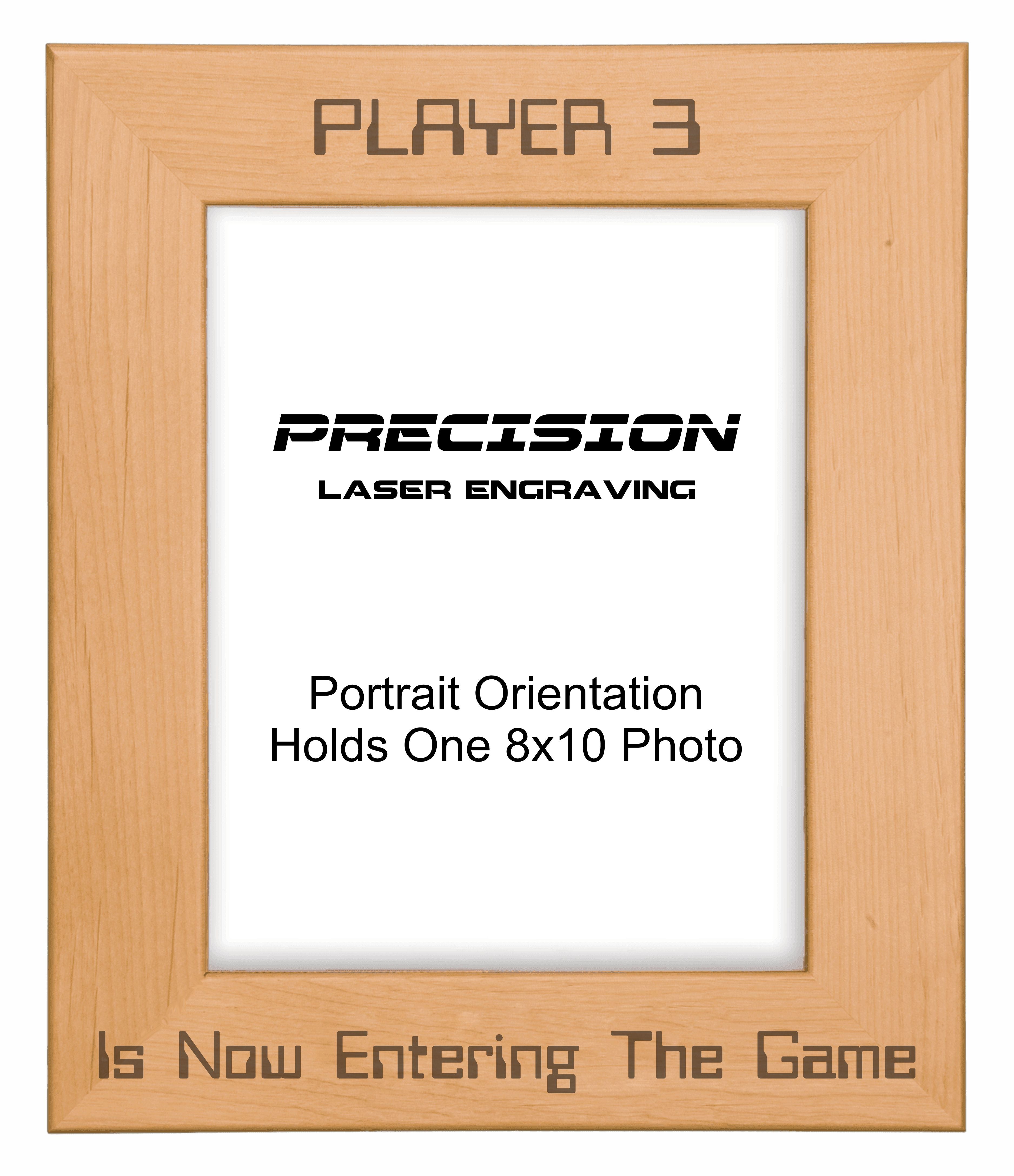 Player 3 is Now Entering Picture Frame, Engraved Natural Wood Photo Frame, 4x6 5x7 8x10, Gamer Gift