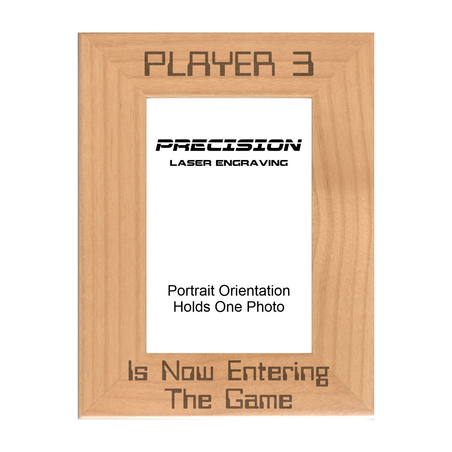 Player 3 is Now Entering Picture Frame, Engraved Natural Wood Photo Frame, 4x6 5x7 8x10, Gamer Gift