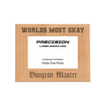 Worlds Most Okay Dungeon Master Picture Frame, Engraved Natural Wood Photo Frame, 4x6 5x7 8x10, DND Gifts
