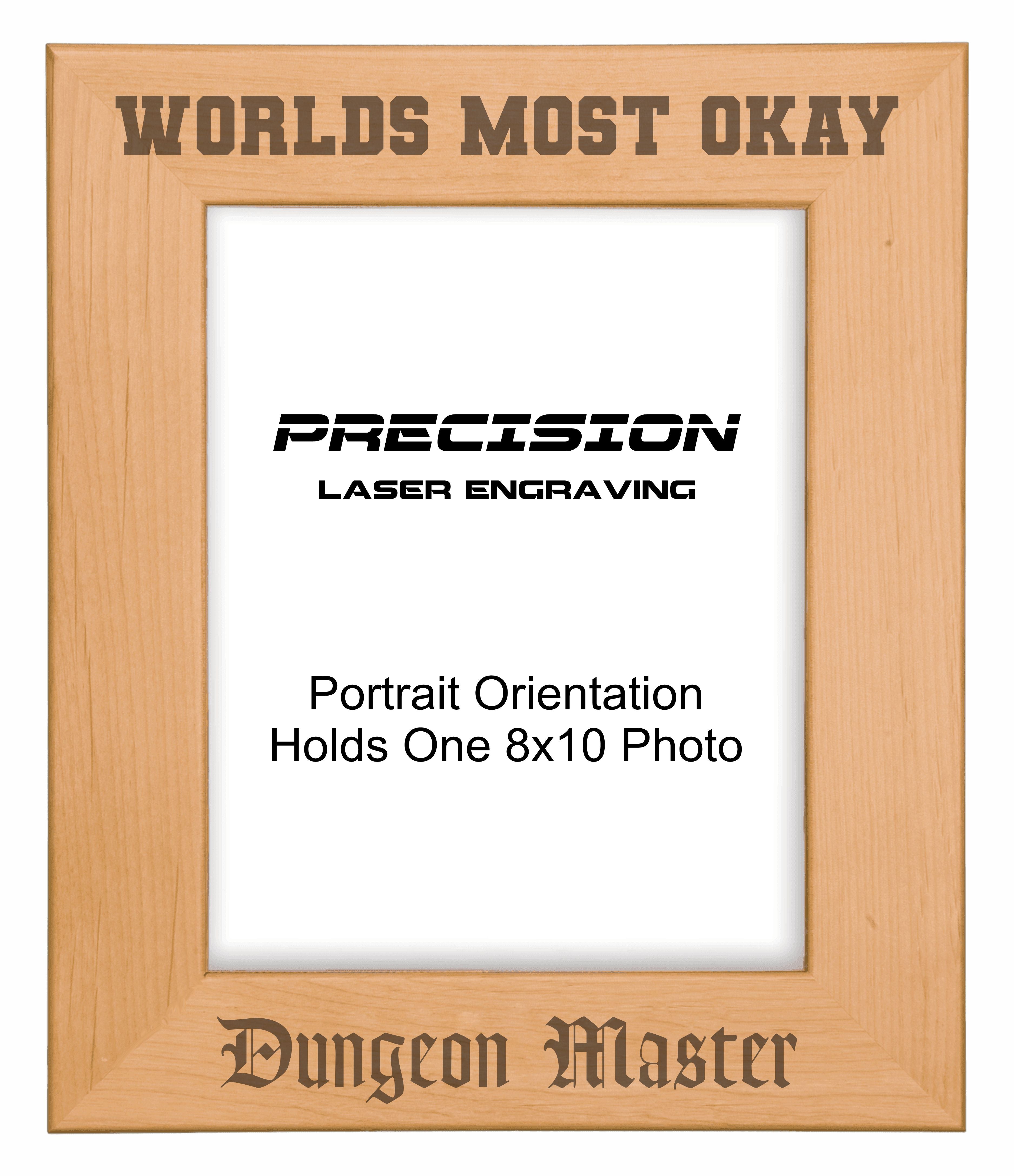Worlds Most Okay Dungeon Master Picture Frame, Engraved Natural Wood Photo Frame, 4x6 5x7 8x10, DND Gifts