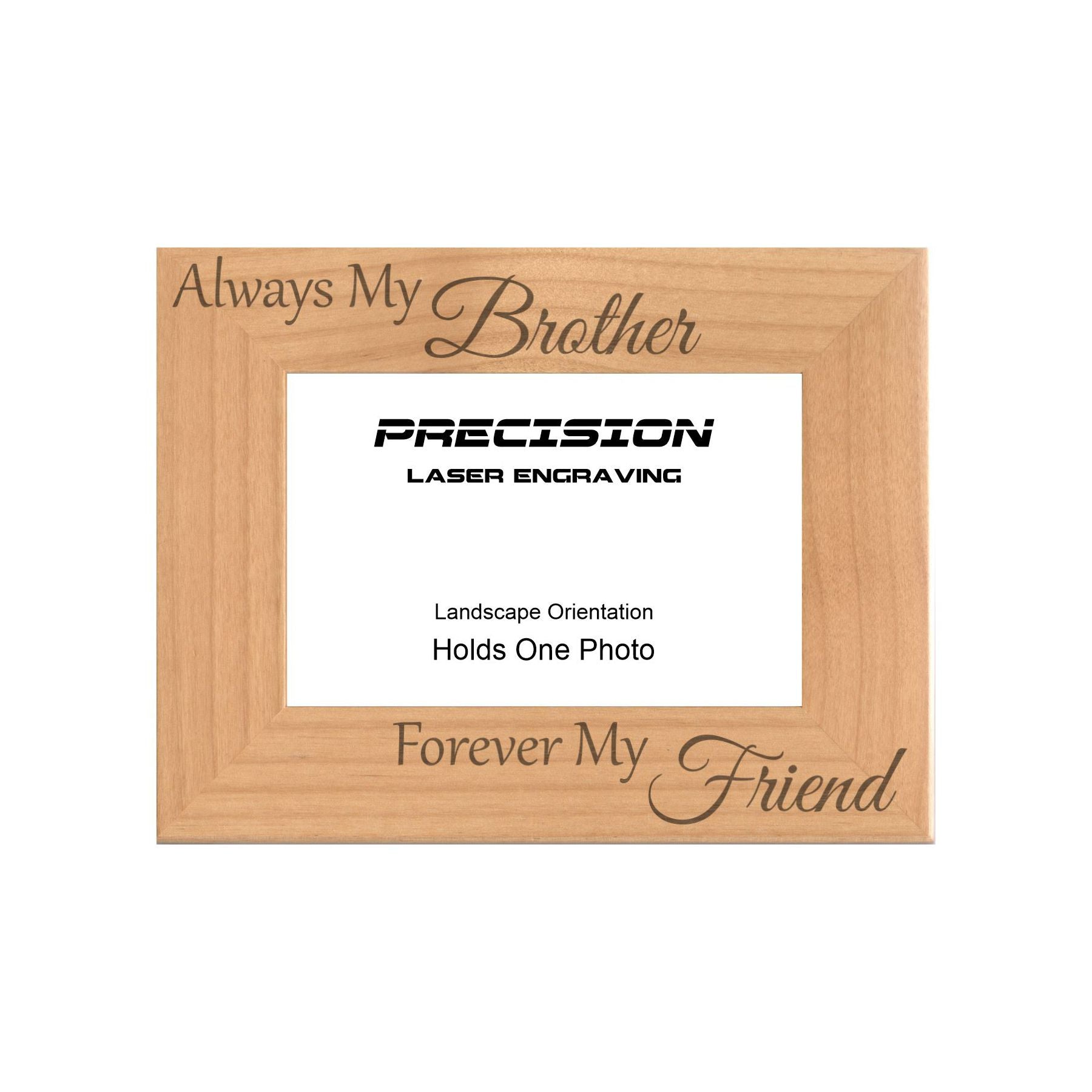 Always My Brother Forever My Friend Picture Frame, Engraved Natural Wood Photo Frame, 4x6 5x7 8x10, Sibling Gift