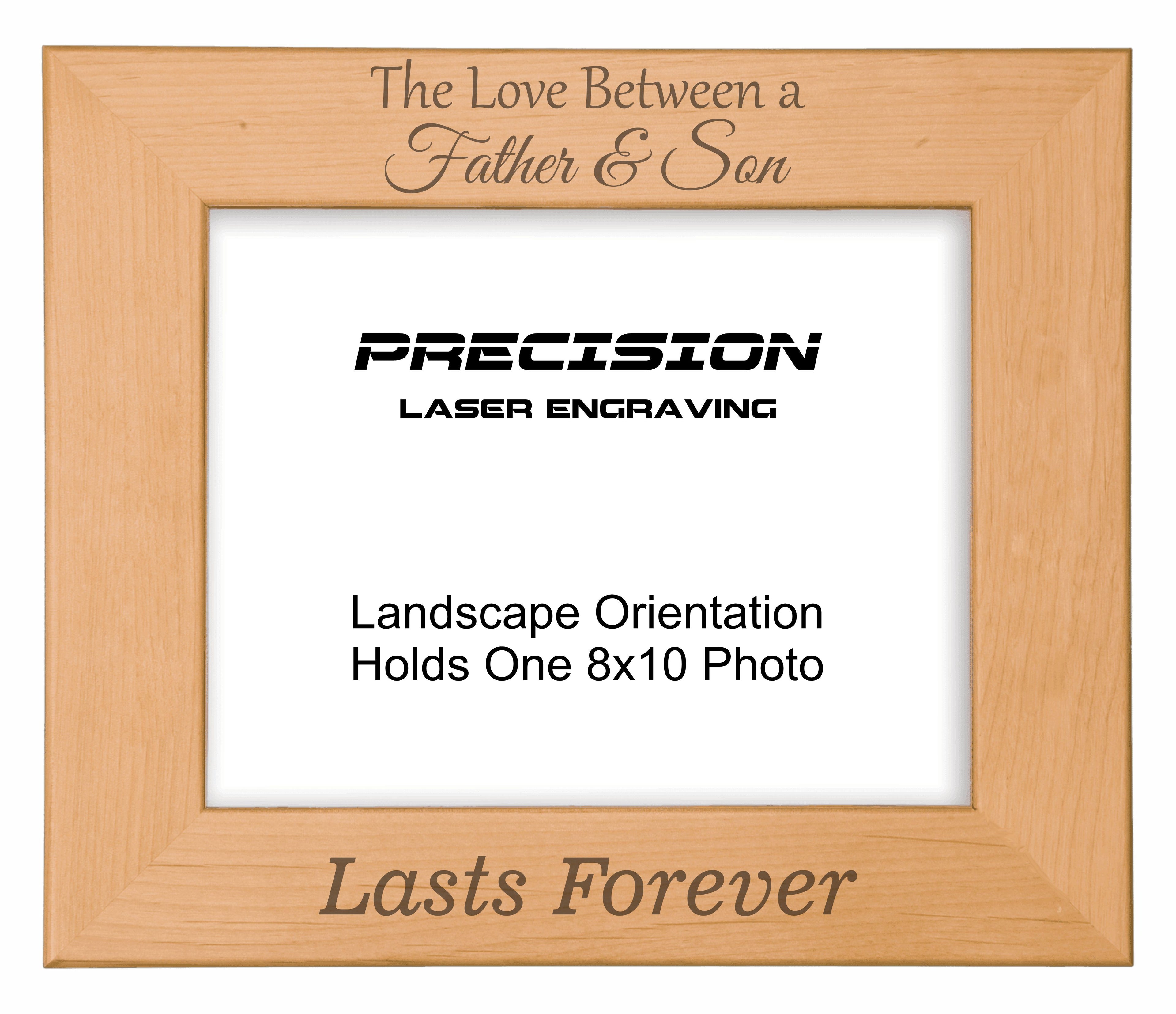 Love Between Father and Son Lasts Forever Picture Frame, Engraved Natural Wood Photo Frame, 4x6 5x7 8x10