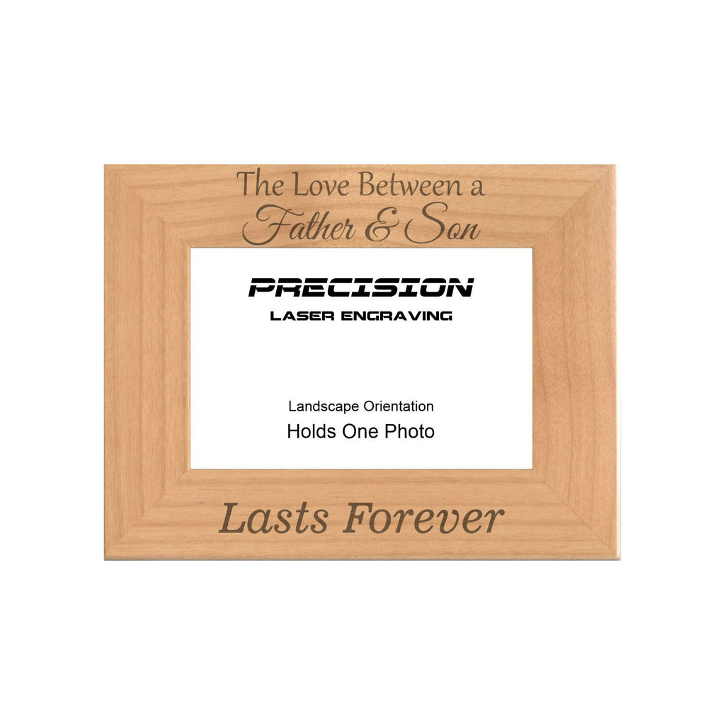 Love Between Father and Son Lasts Forever Picture Frame, Engraved Natural Wood Photo Frame, 4x6 5x7 8x10