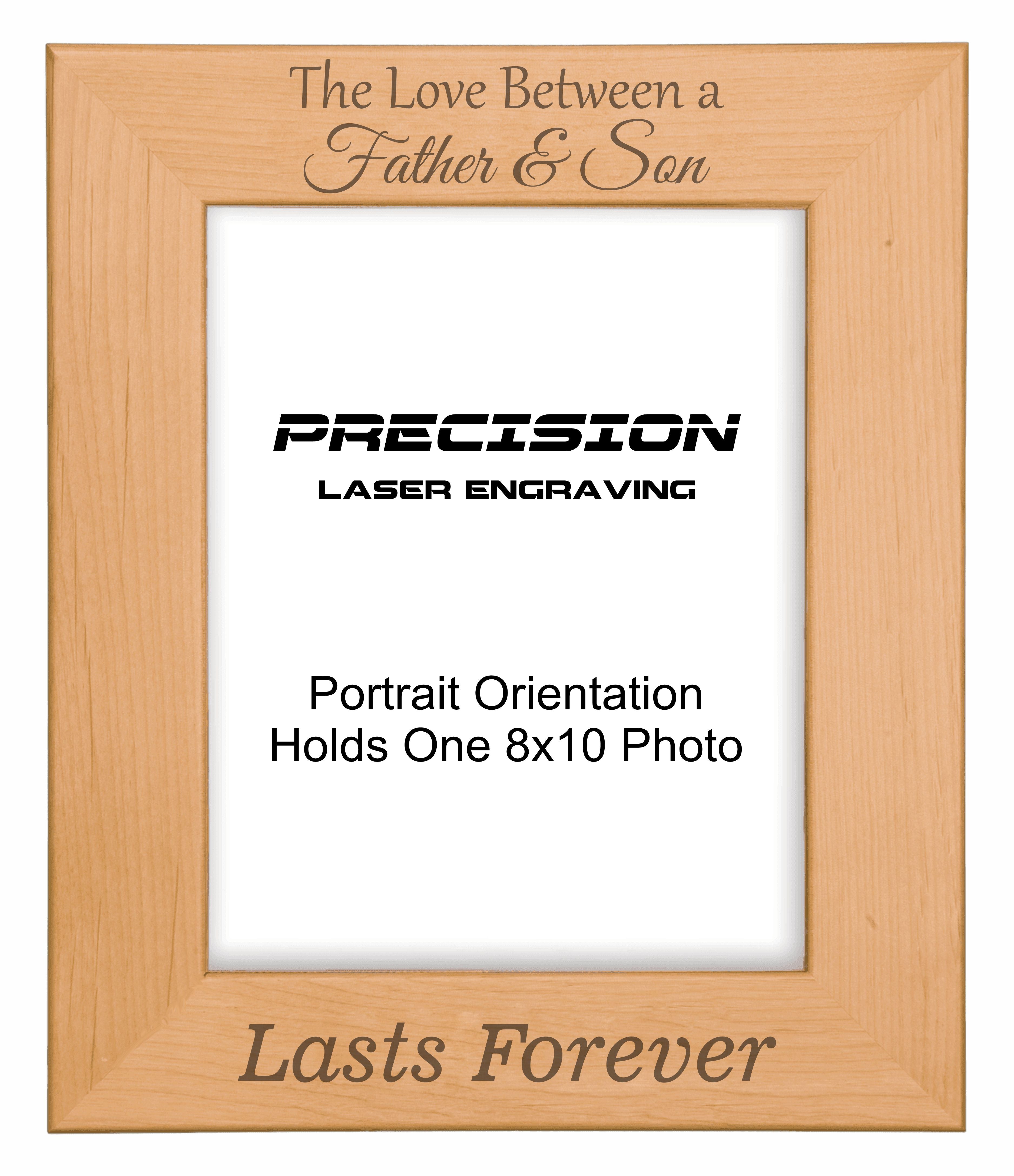 Love Between Father and Son Lasts Forever Picture Frame, Engraved Natural Wood Photo Frame, 4x6 5x7 8x10