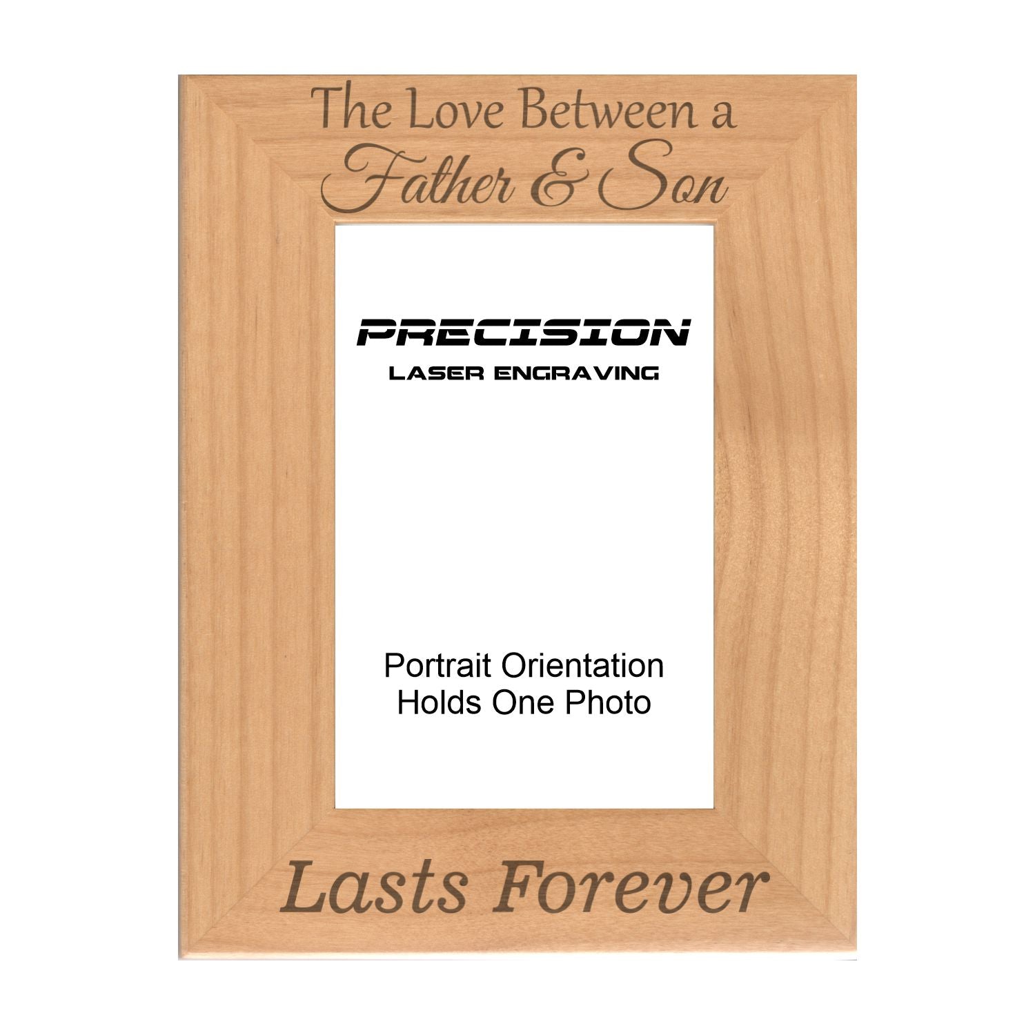 Love Between Father and Son Lasts Forever Picture Frame, Engraved Natural Wood Photo Frame, 4x6 5x7 8x10