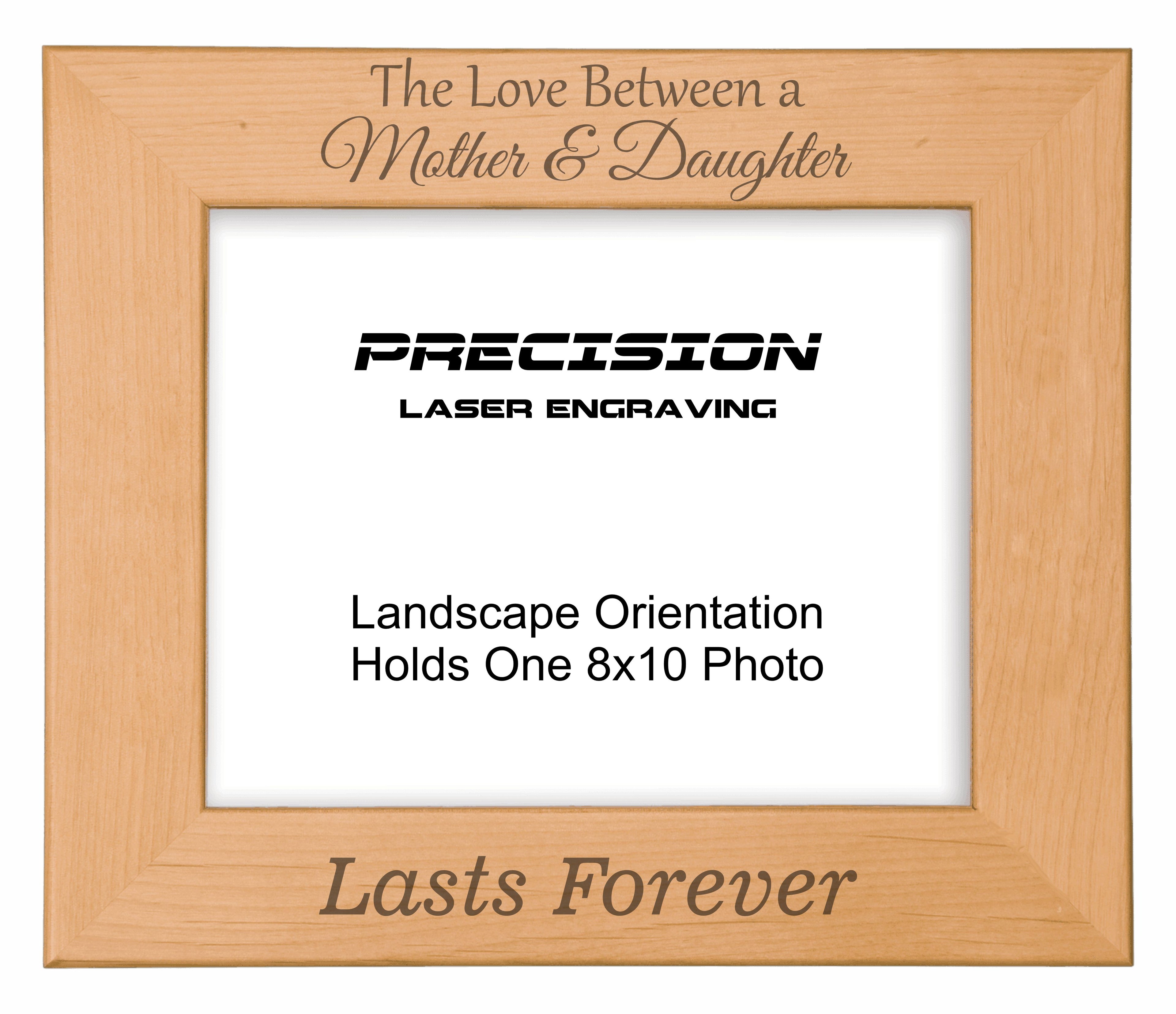Love Between Mother and Daughter Lasts Forever Picture Frame, Engraved Natural Wood Photo Frame, 4x6 5x7 8x10