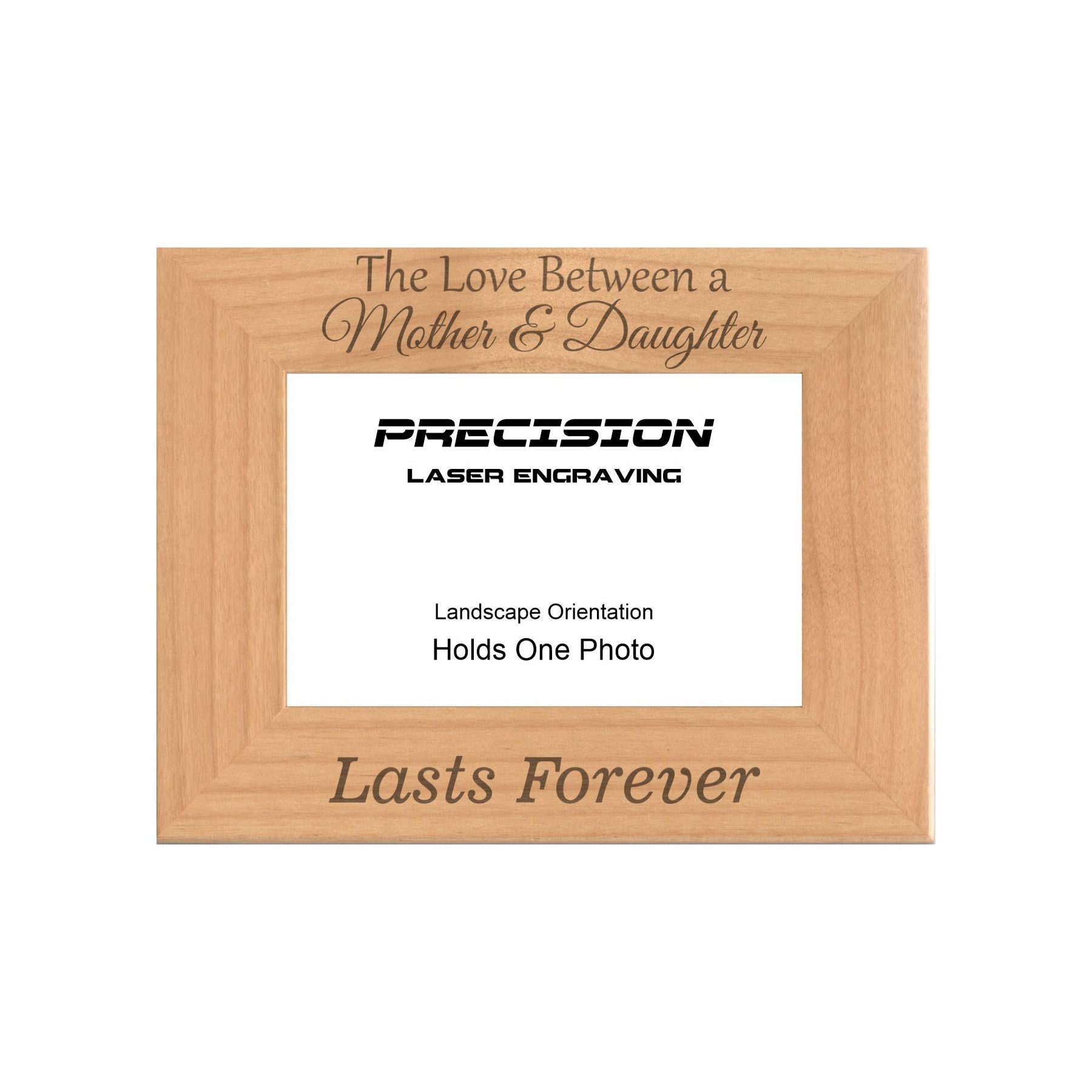 Love Between Mother and Daughter Lasts Forever Picture Frame, Engraved Natural Wood Photo Frame, 4x6 5x7 8x10