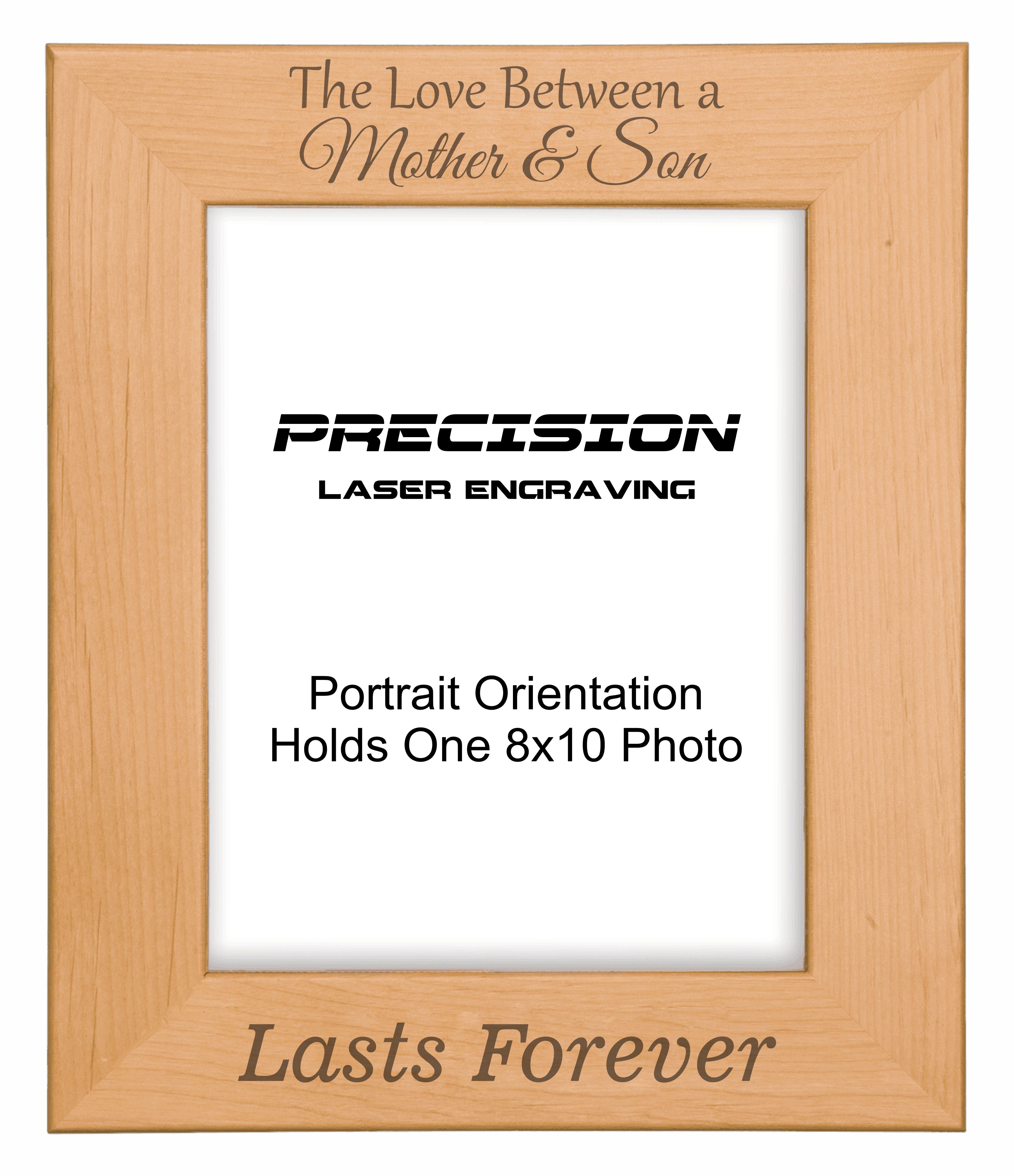 Love Between Mother and Son Lasts Forever Picture Frame, Engraved Natural Wood Photo Frame, 4x6 5x7 8x10