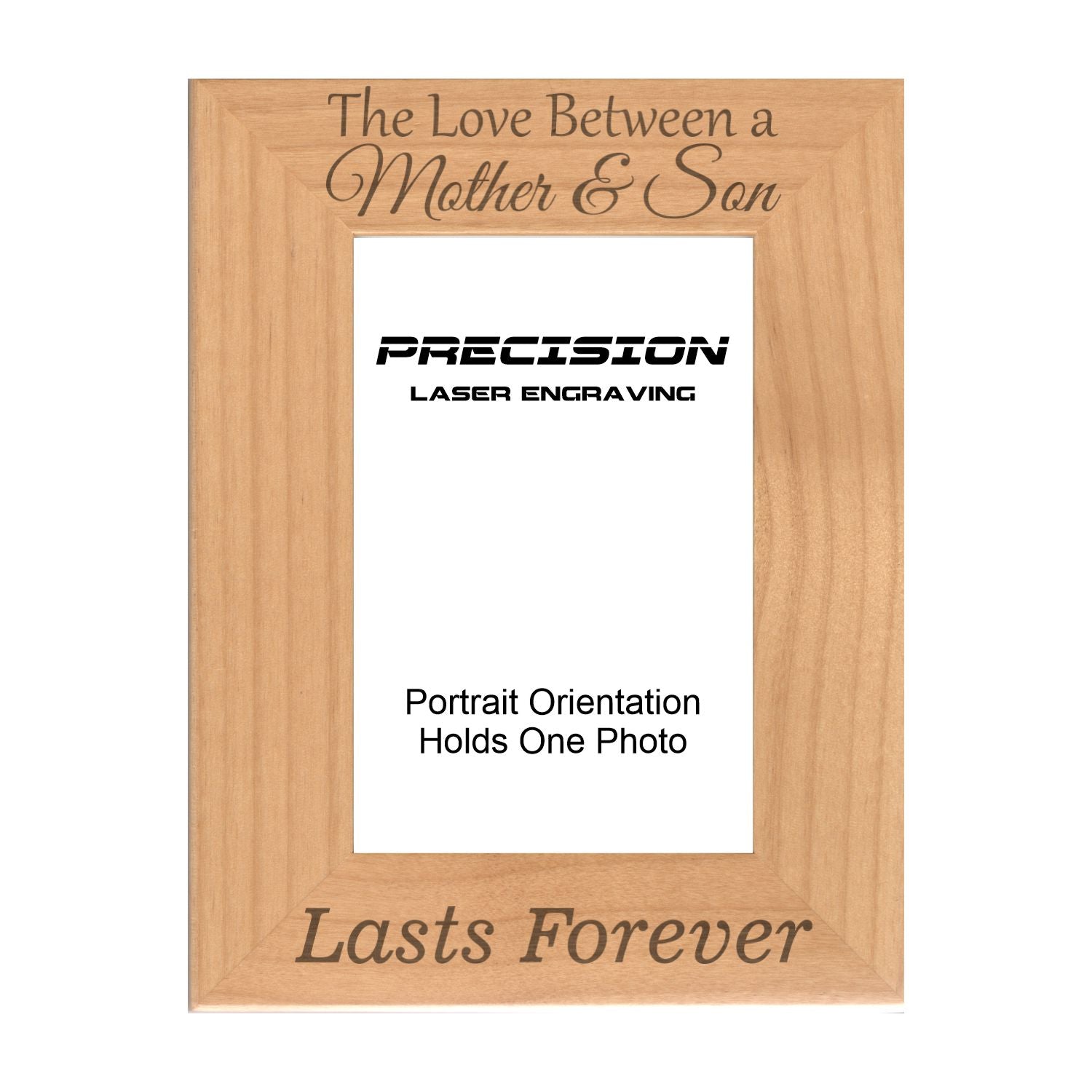 Love Between Mother and Son Lasts Forever Picture Frame, Engraved Natural Wood Photo Frame, 4x6 5x7 8x10
