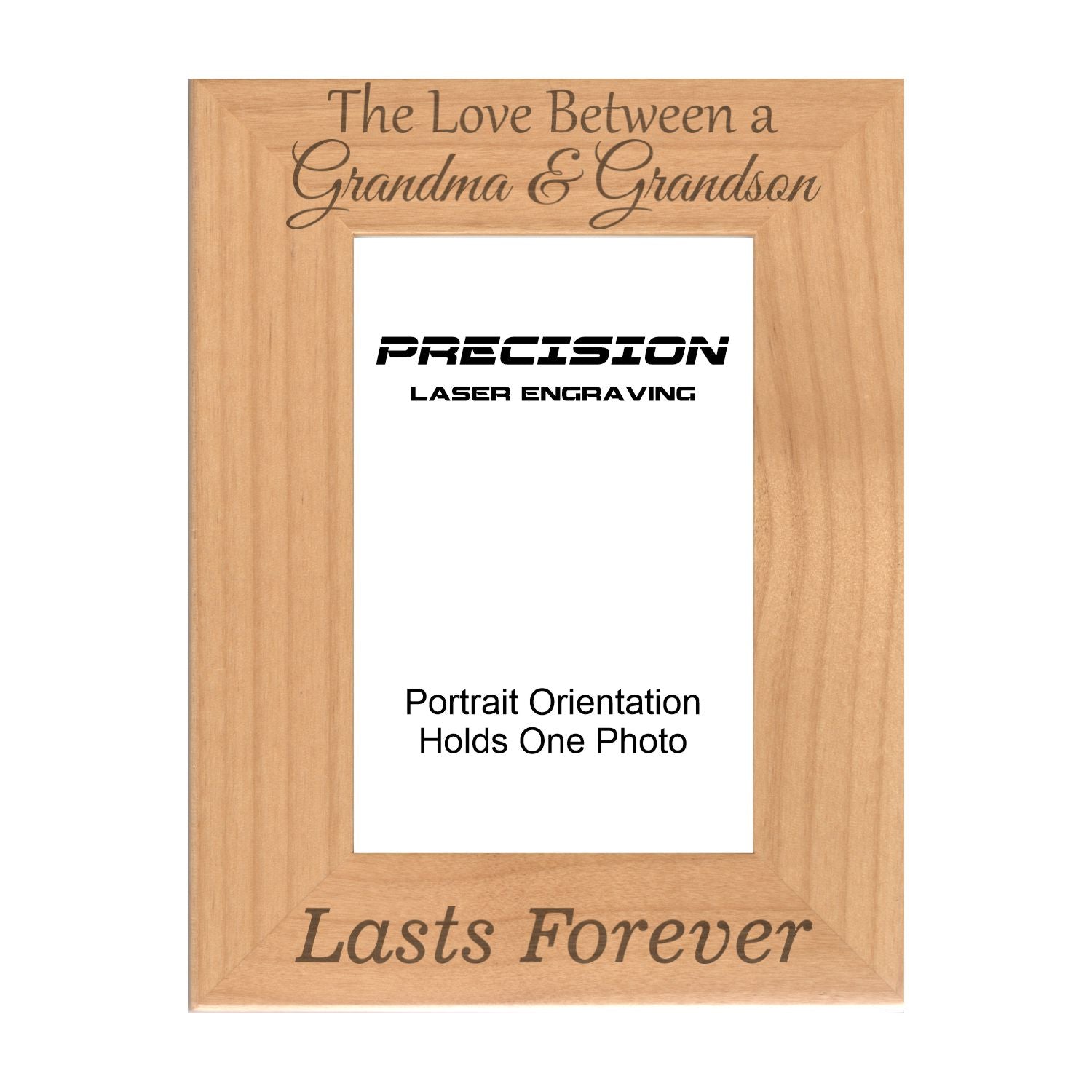 Love Between Grandma and Grandson Lasts Forever Picture Frame, Engraved Natural Wood Photo Frame, 4x6 5x7 8x10