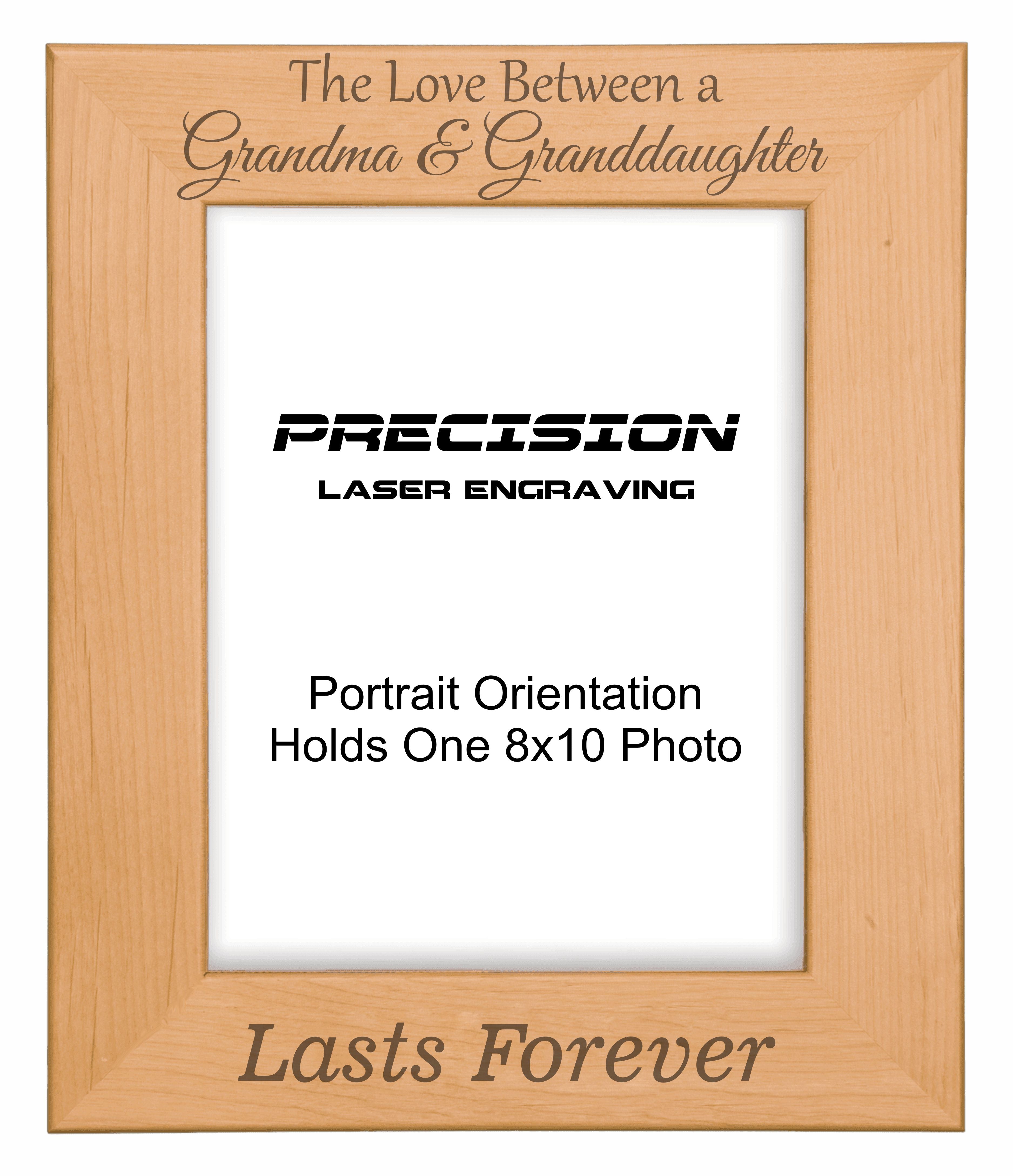 Love Between Grandma and Granddaughter Lasts Forever Picture Frame, Engraved Natural Wood Photo Frame, 4x6 5x7 8x10