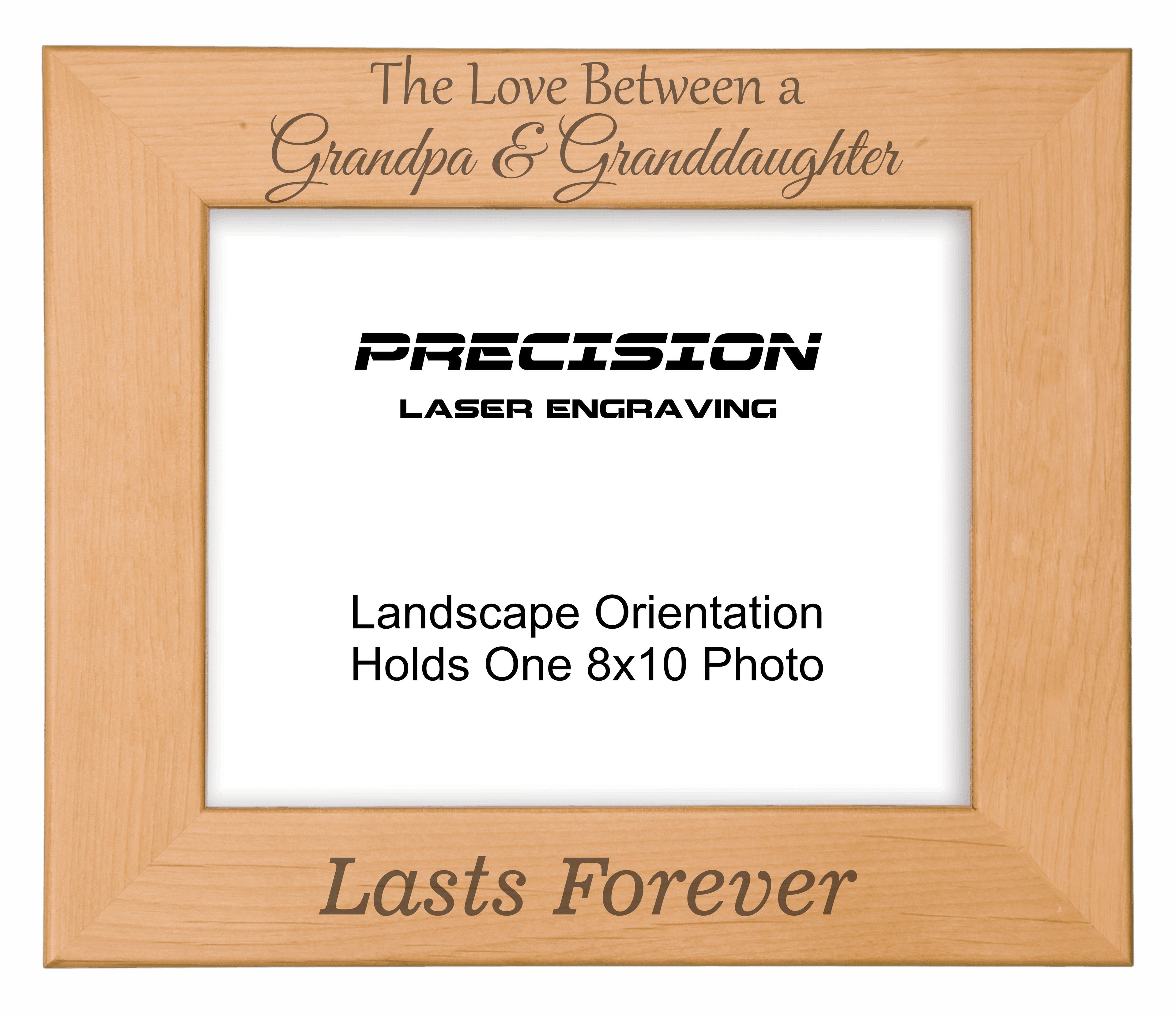 Love Between Grandpa and Granddaughter Lasts Forever Picture Frame, Engraved Natural Wood Photo Frame, 4x6 5x7 8x10
