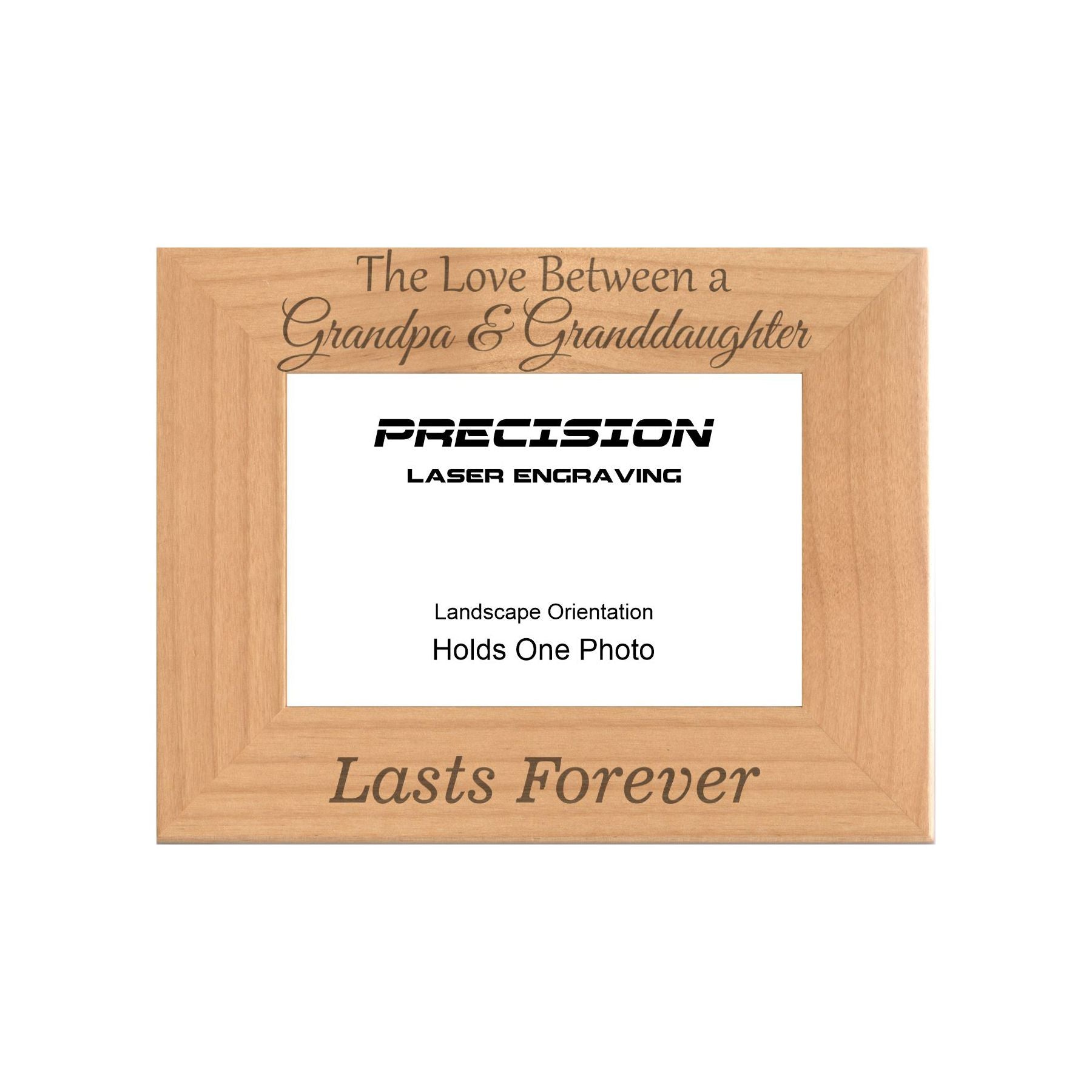 Love Between Grandpa and Granddaughter Lasts Forever Picture Frame, Engraved Natural Wood Photo Frame, 4x6 5x7 8x10