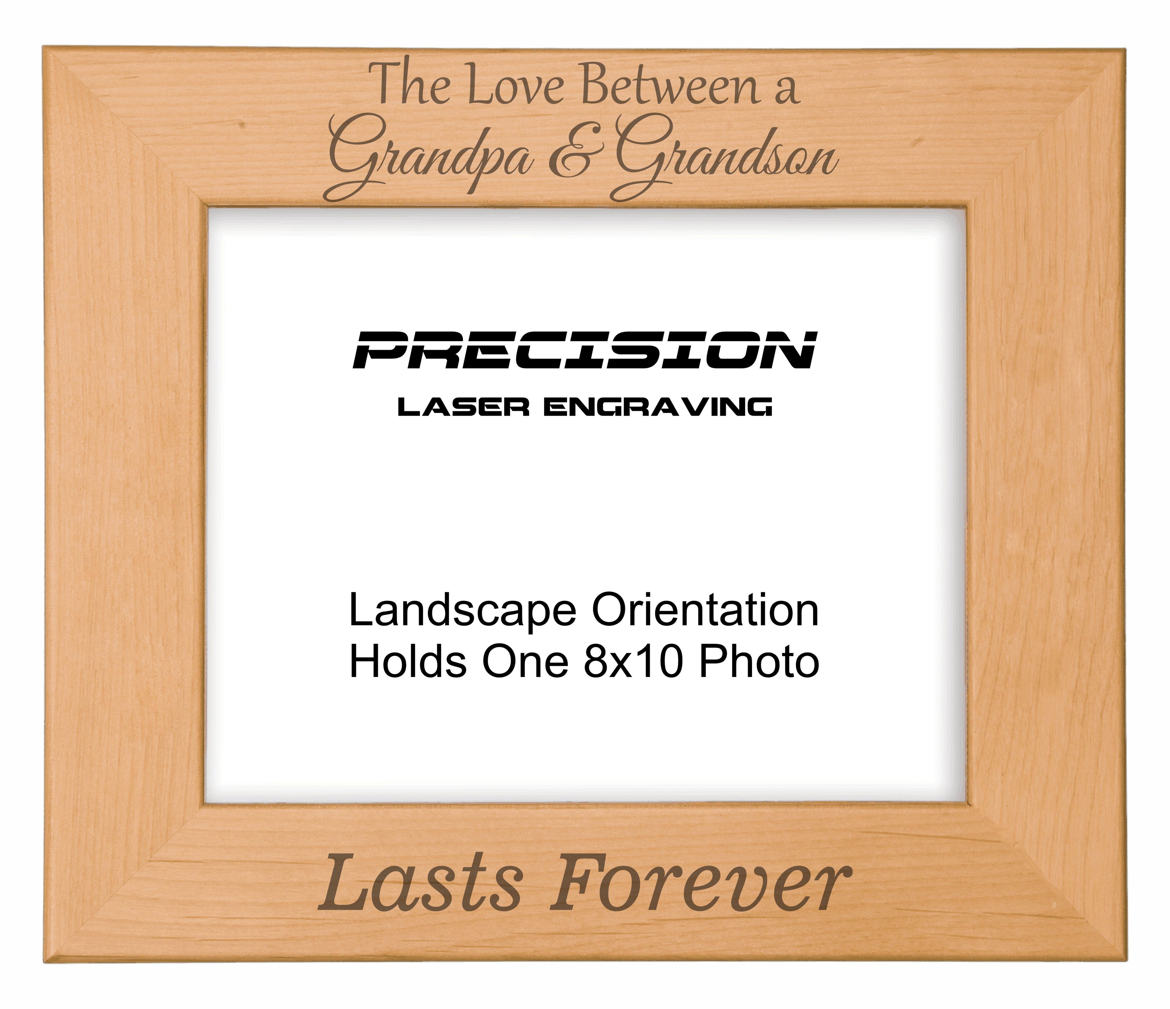 Love Between Grandpa and Grandson Lasts Forever Picture Frame, Engraved Natural Wood Photo Frame, 4x6 5x7 8x10