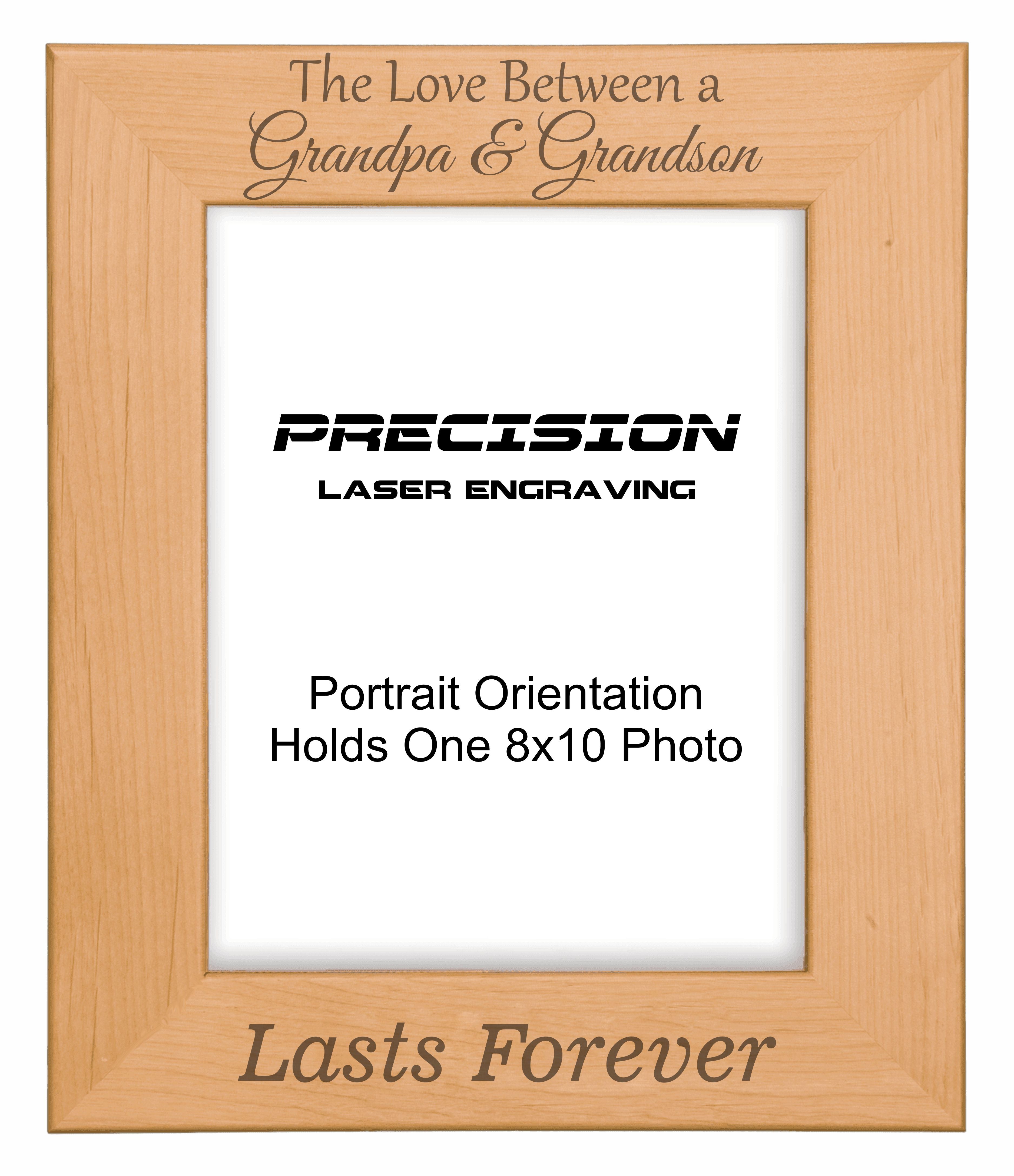 Love Between Grandpa and Grandson Lasts Forever Picture Frame, Engraved Natural Wood Photo Frame, 4x6 5x7 8x10