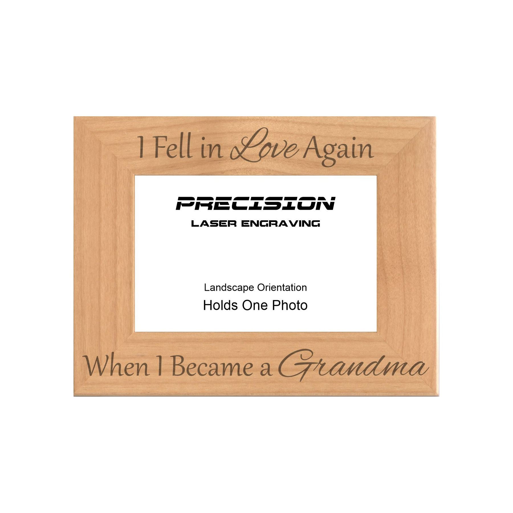 Fell in Love Again When I Became a Grandma Picture Frame, Engraved Natural Wood Photo Frame, 4x6 5x7 8x10