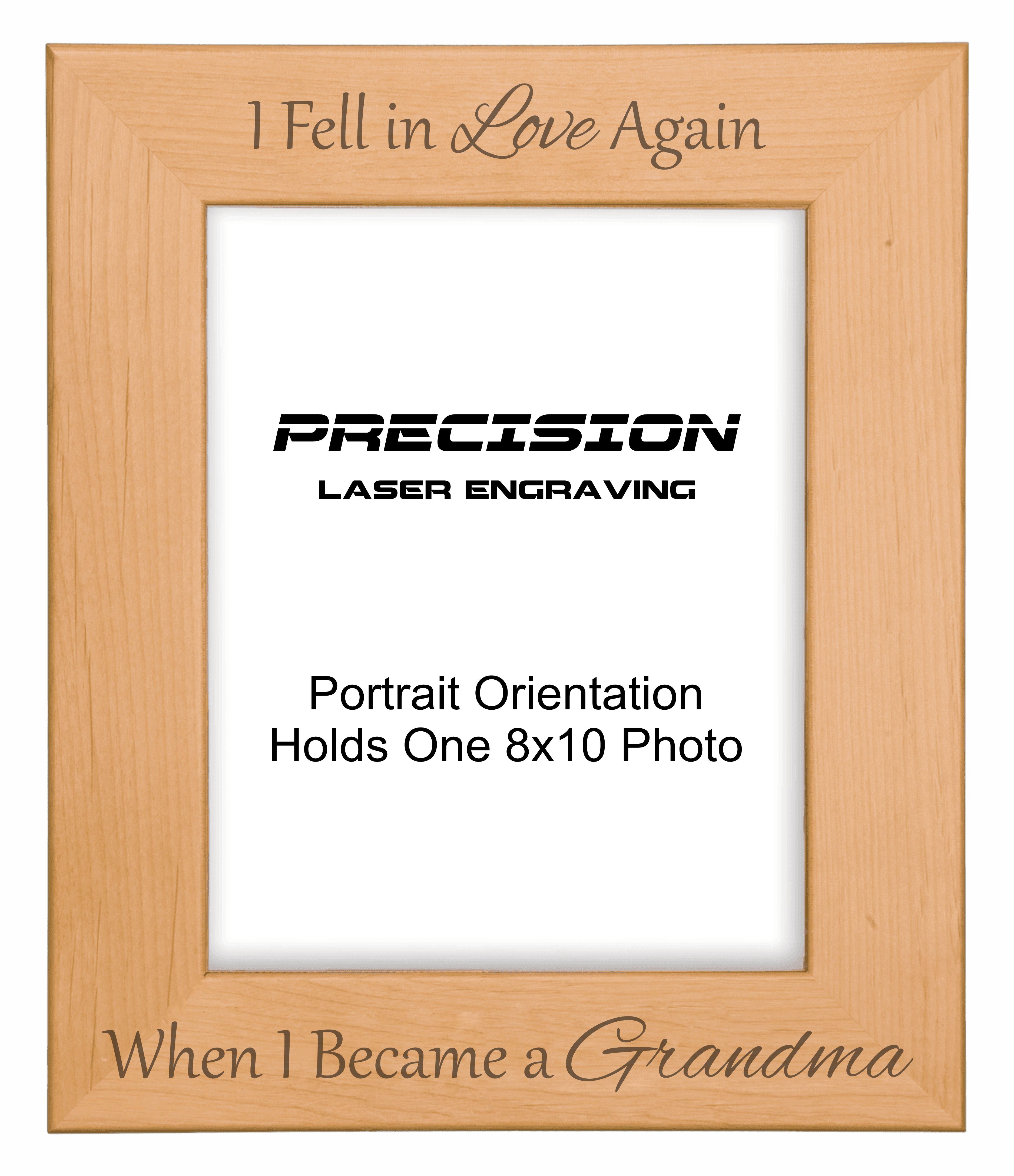 Fell in Love Again When I Became a Grandma Picture Frame, Engraved Natural Wood Photo Frame, 4x6 5x7 8x10