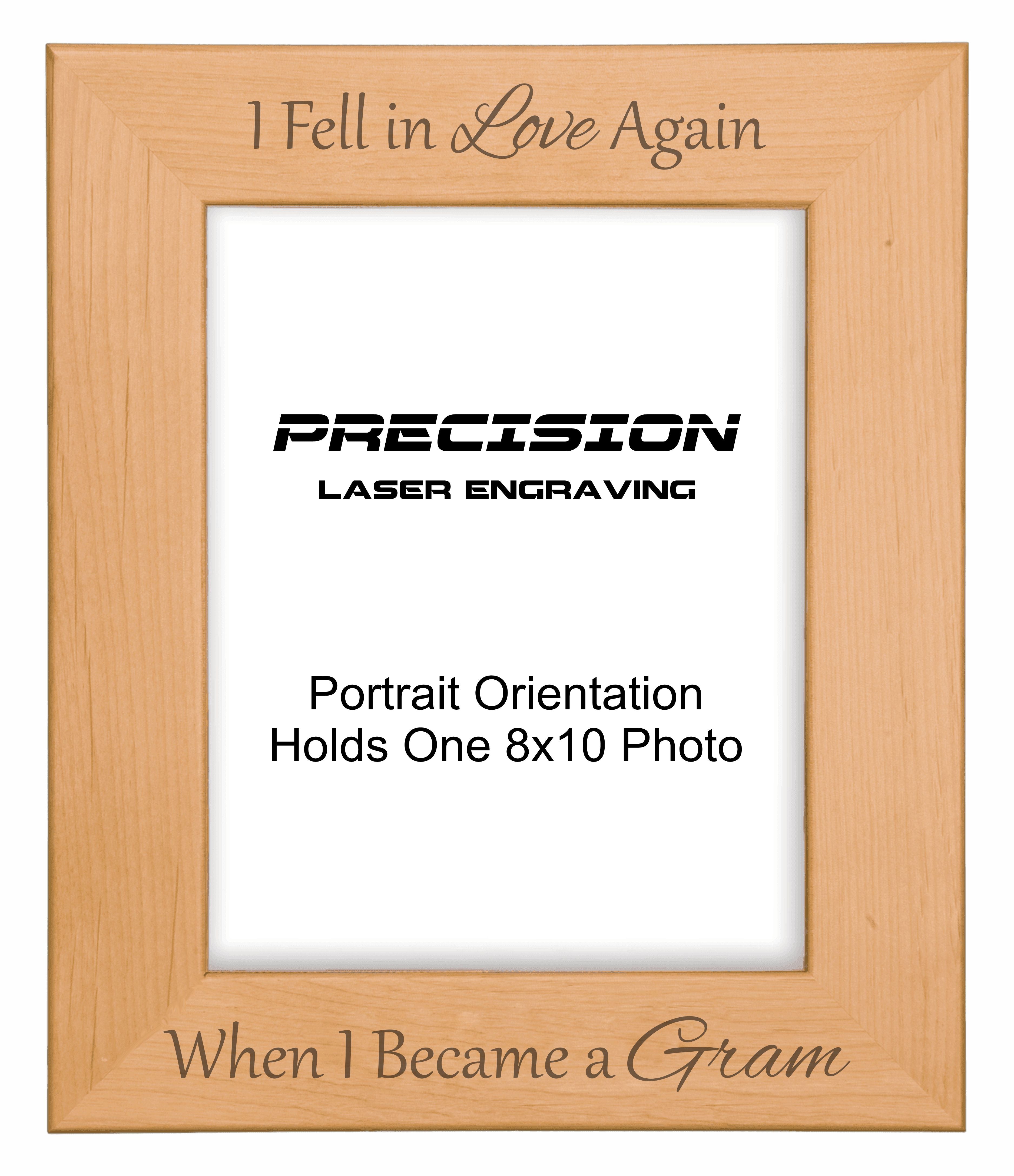 Fell in Love Again When I Became a Gram Picture Frame, Engraved Natural Wood Photo Frame, 4x6 5x7 8x10